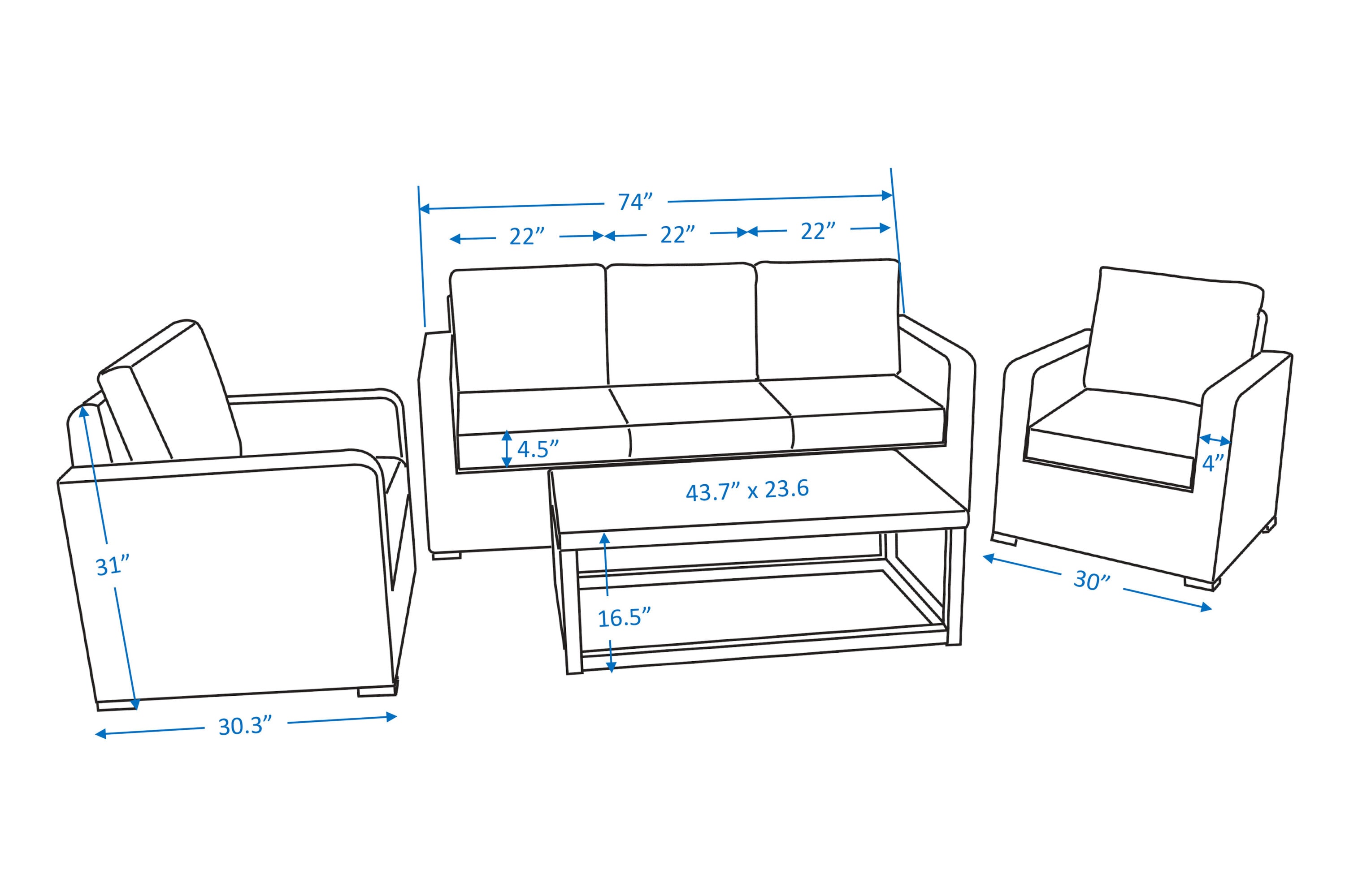 Leisure Made 471082-BLU Patio-Conversation-Sets - View #7