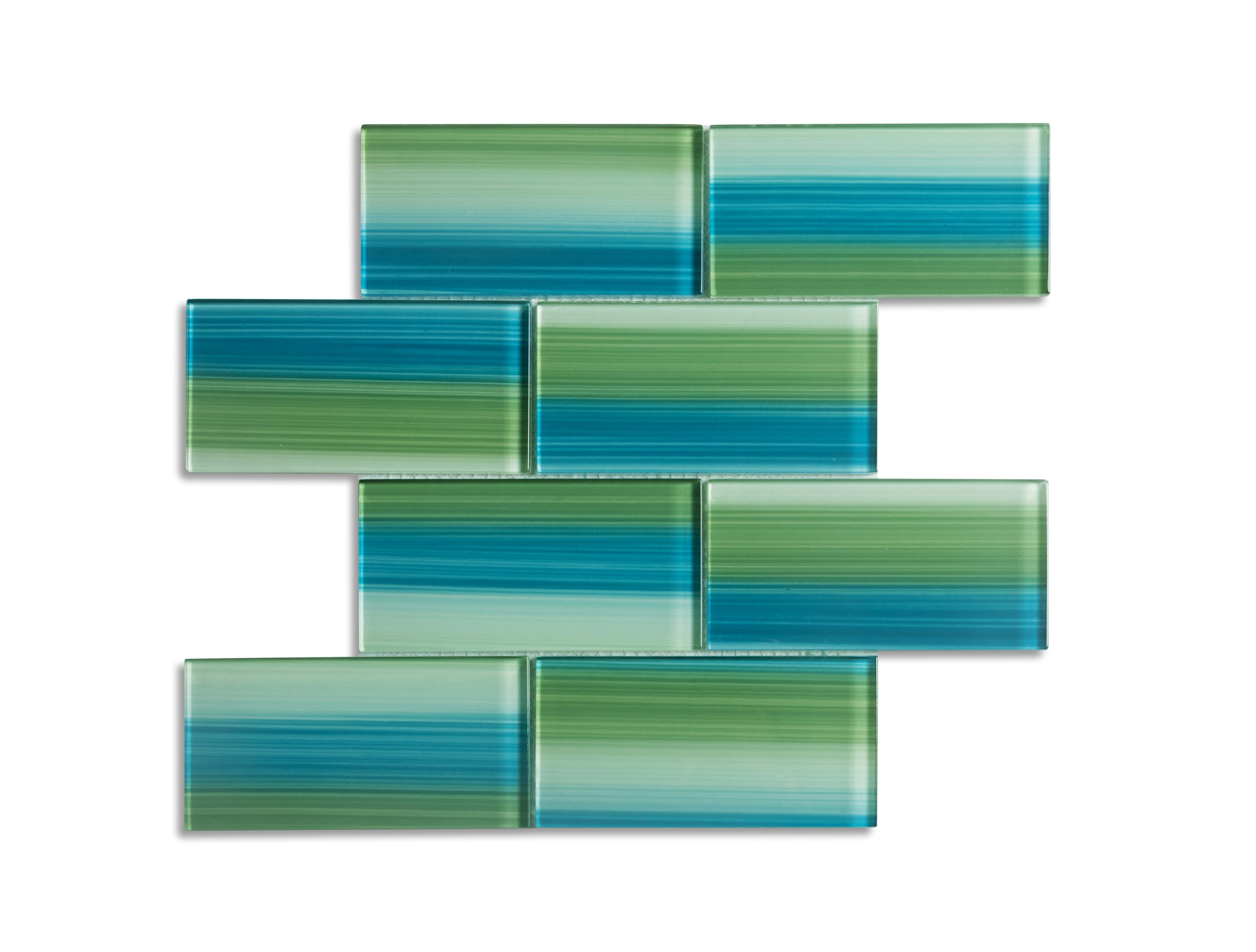 WS Tiles WST-32CH Hand Painted Glass Series Blue and Green 3-in x 6-in Hand-painted Glass Standard Wall Tile ( 5-sq ft Carton )
