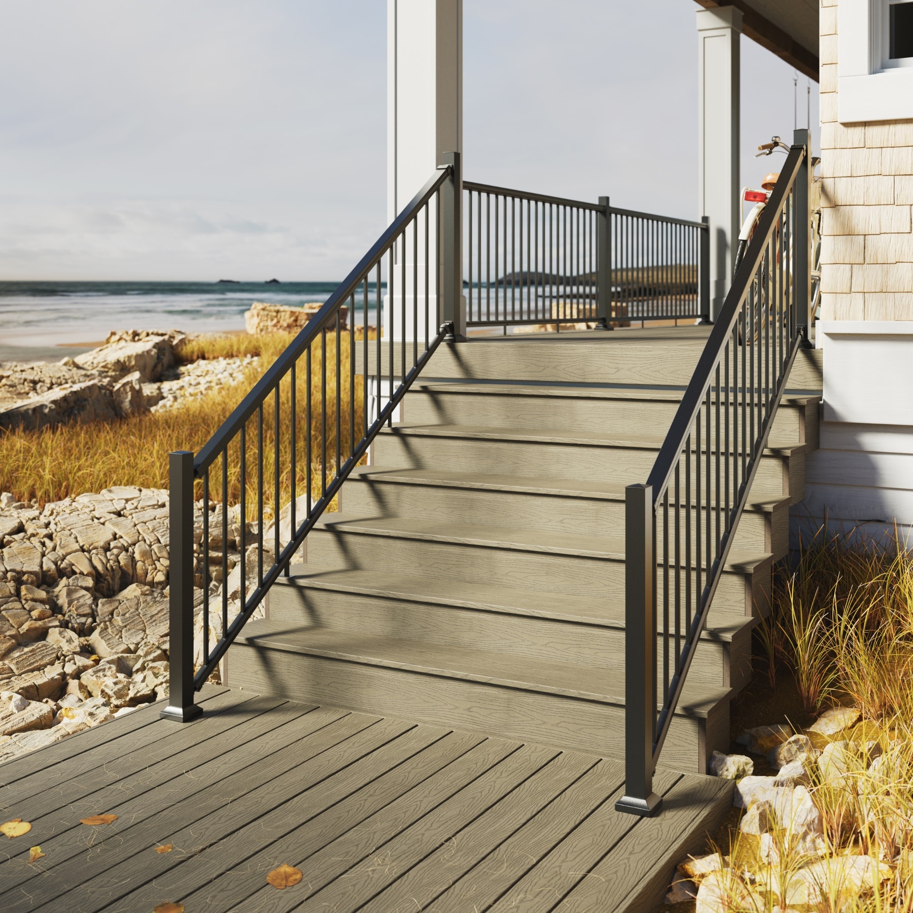 Fiberon CitySide Contemporary 6-ft Black Finished Stair Railing Kit in ...