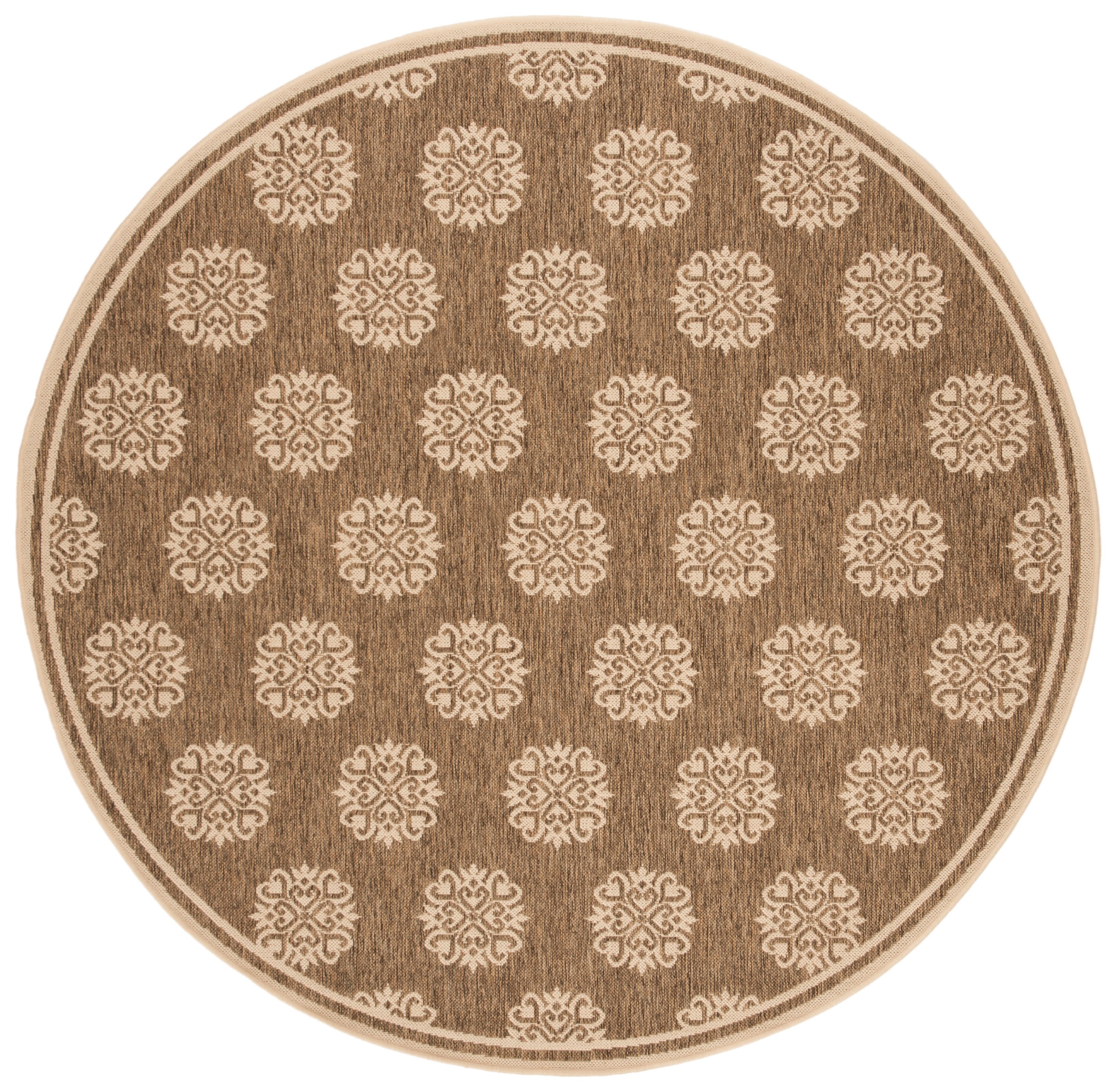 Safavieh BHS181B-6R Beach House Zelda 7 x 7 (ft) Loomed Polypropylene Beige/Cream Round Indoor/Outdoor Abstract Farmhouse/Cottage Area rug