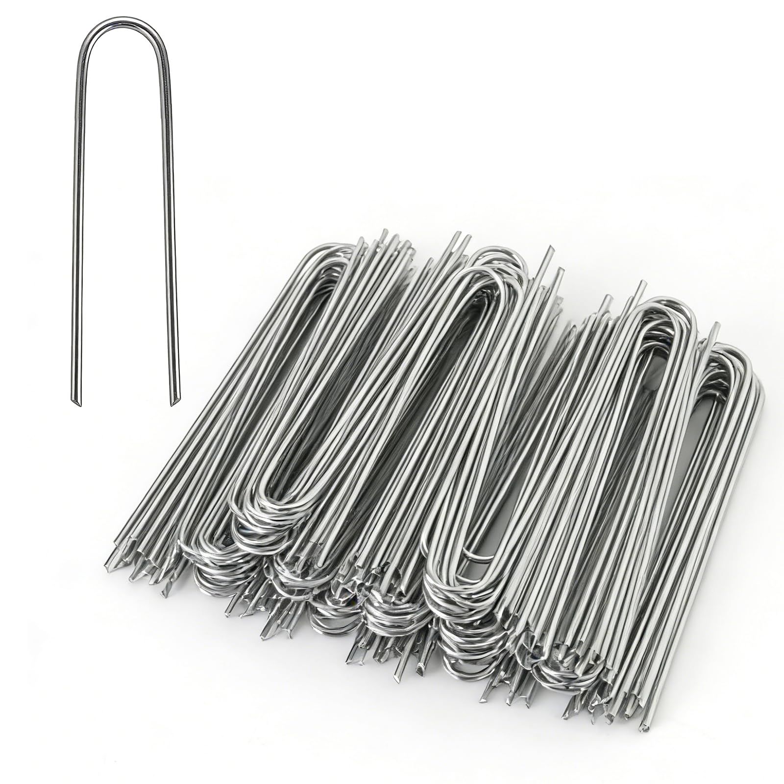 Aoibox  4 in Galvanized Steel U Shaped Drip Irrigation and Soaker Hose Garden Stakes 200 Pack Plant Stakes