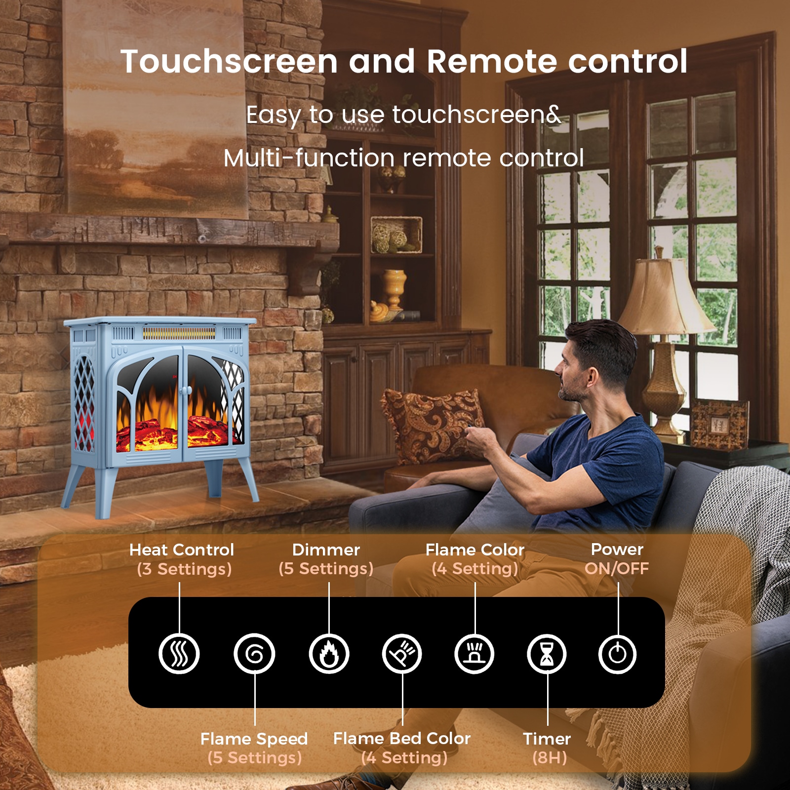 COWSAR LS230BL Electric-Fireplaces - View #2