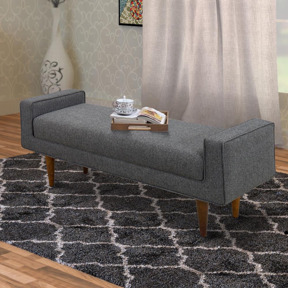 Benzara Modern Gray Accent Bench With Storage 48-in X 17-in X 21-in At ...