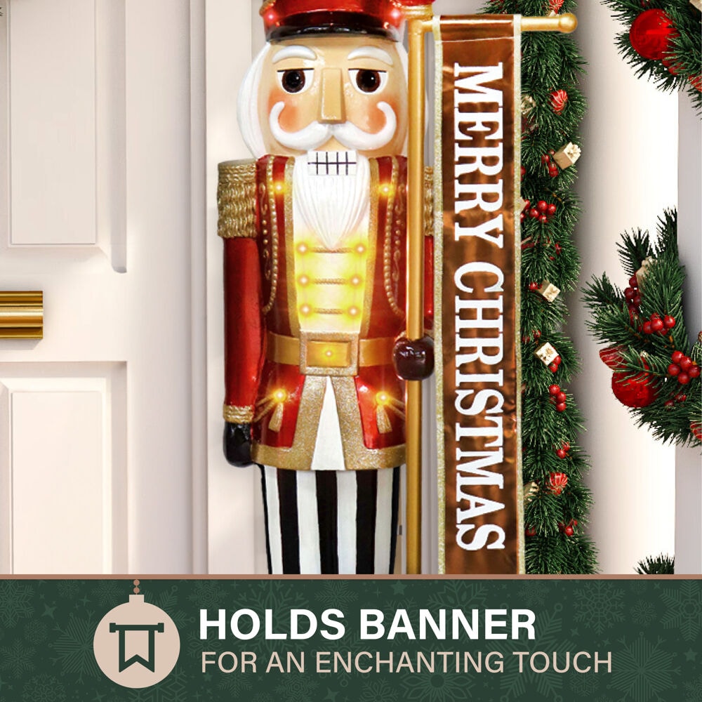 4-Ft Red and Gold Resin Nutcracker with LED Lights