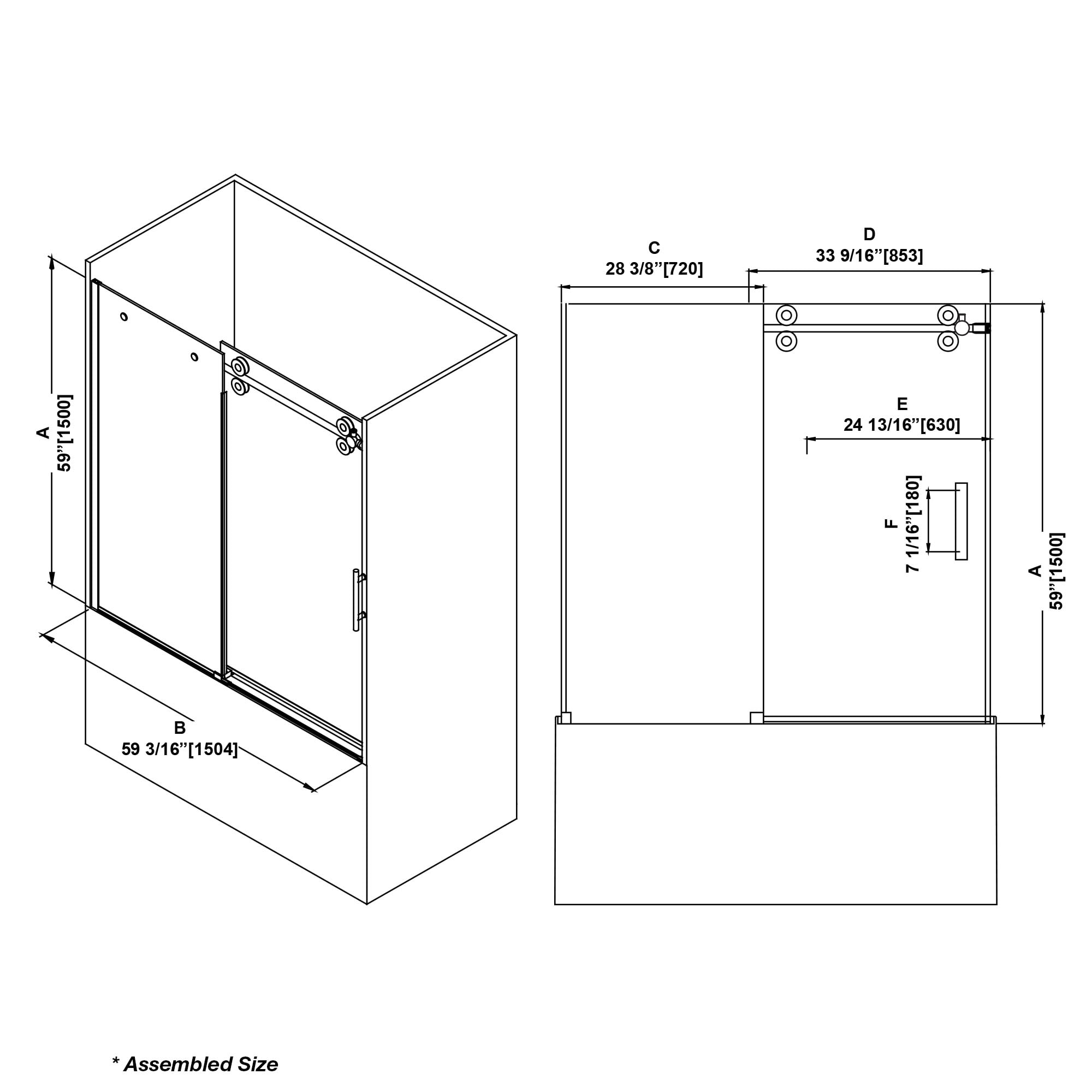 OVE Decors Sydney Matte Black 58-in to 60-in W x 59-in H Frameless ...