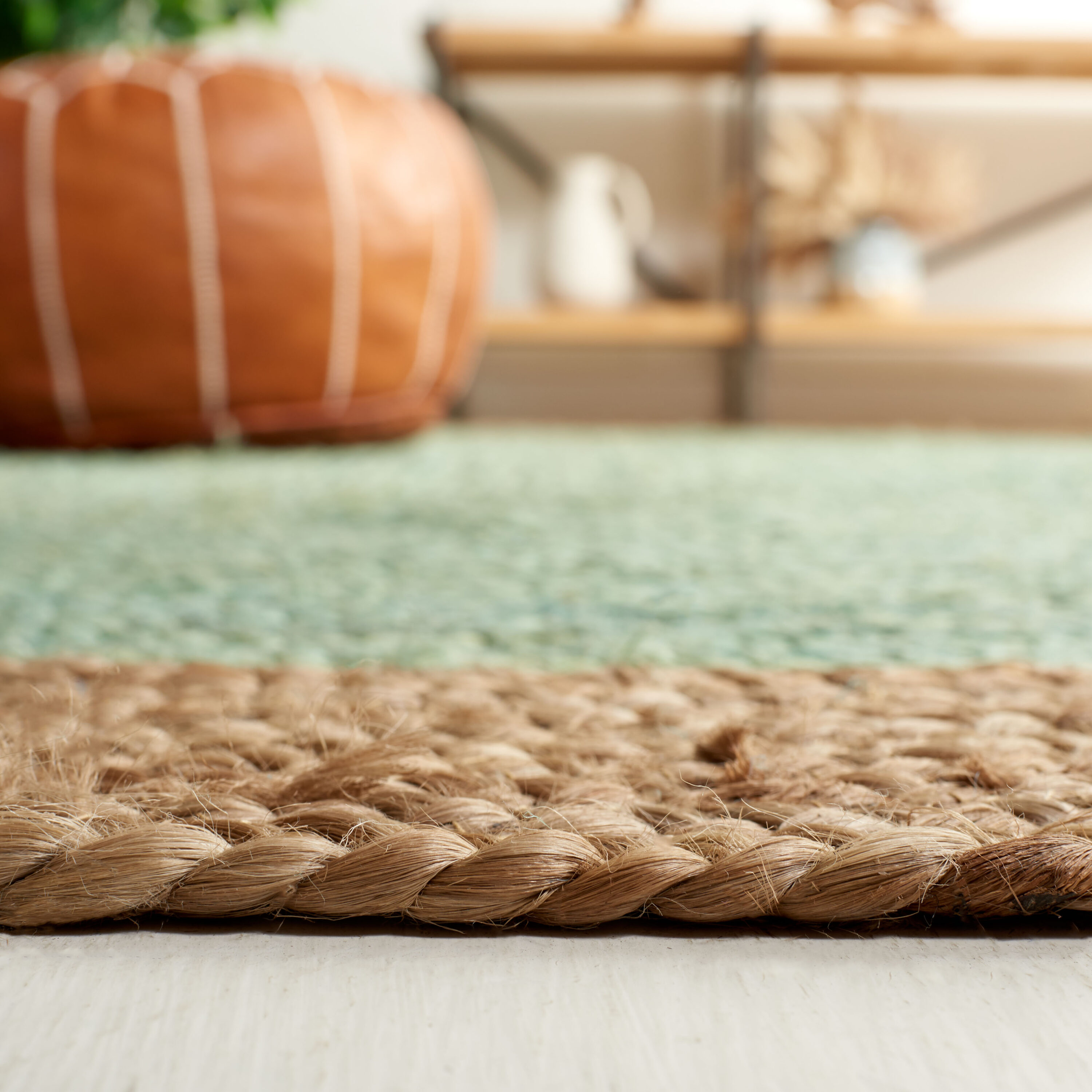 Safavieh Natural Fiber 801 Teal/Natural Bohemian 5ft x 8ft Oval Rug in ...