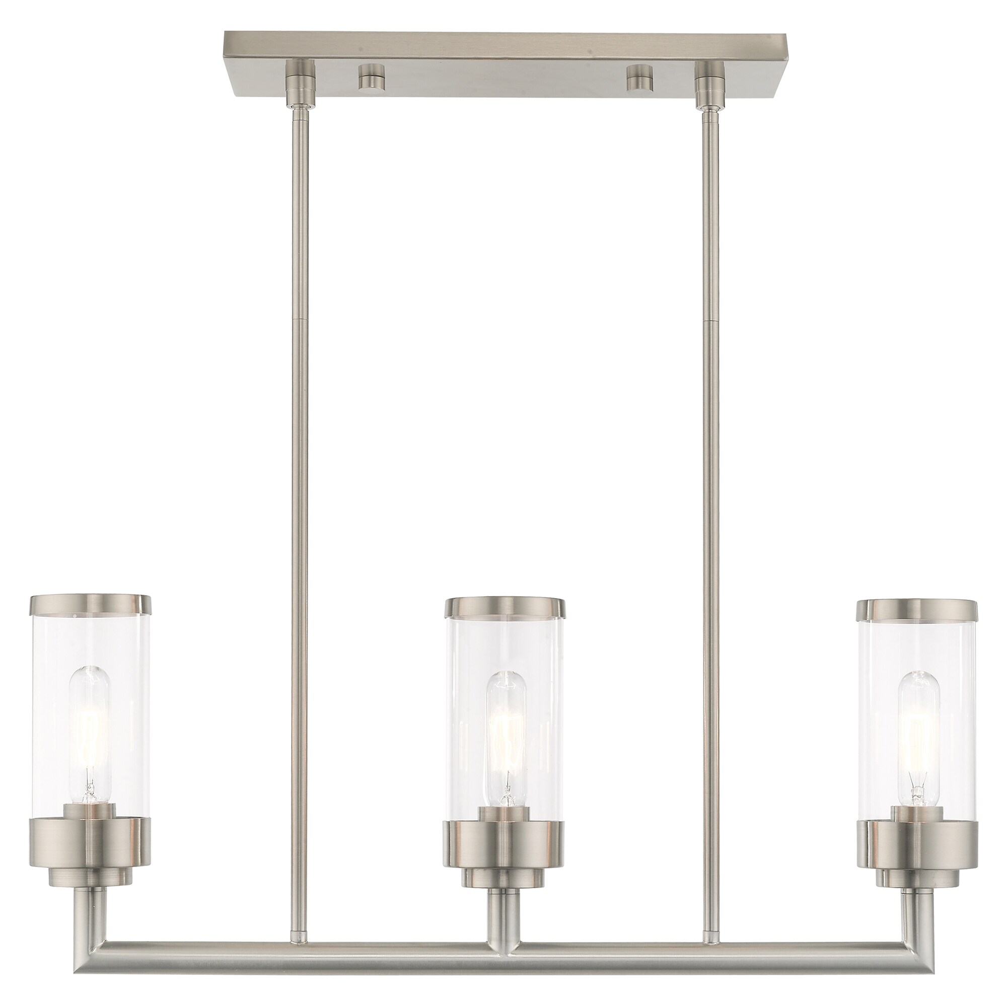 Hillcrest Brushed Nickel Linear Chandelier with Clear Glass Shades