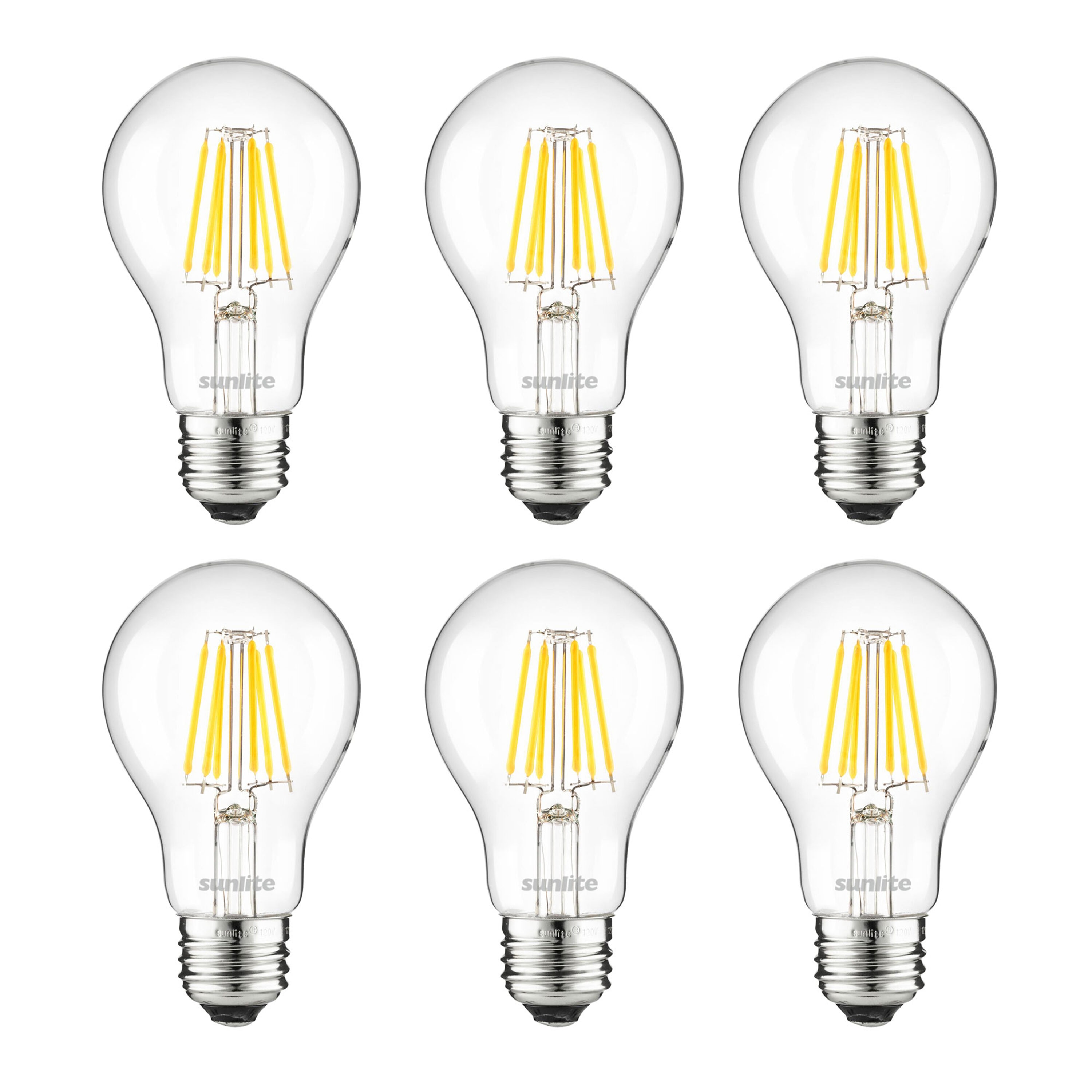 Sunlite LW06950 40 -Watt EQ A19 Amber Medium base (E-26) Dimmable LED General purpose Light Bulb 6 -Pack