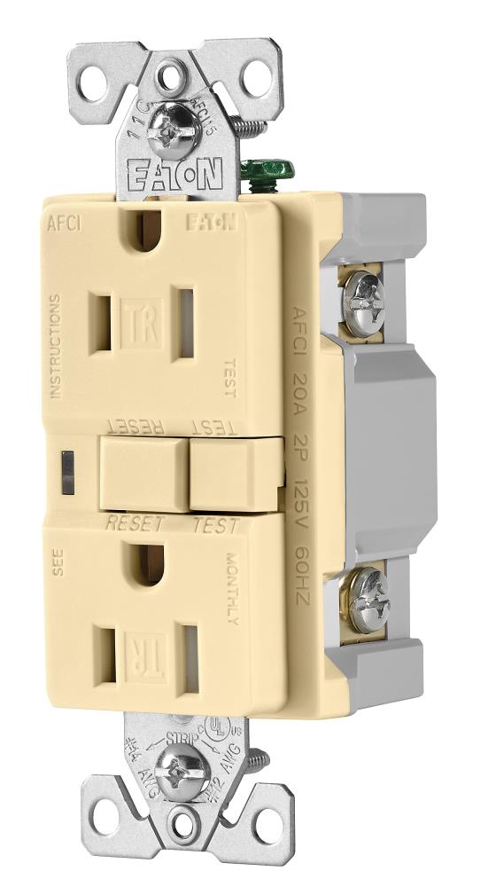 Ivory Tamper Resistant 15 Amp AFCI Duplex Receptacle with Wall Plate