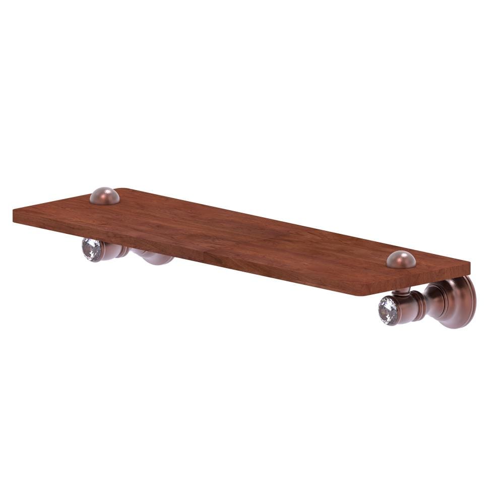 Allied Brass CC-1-16-IRW-CA Carolina Crystal Antique Copper Wall mount Bathroom Shelf ( 16-in x 2.4-in x 5-in )