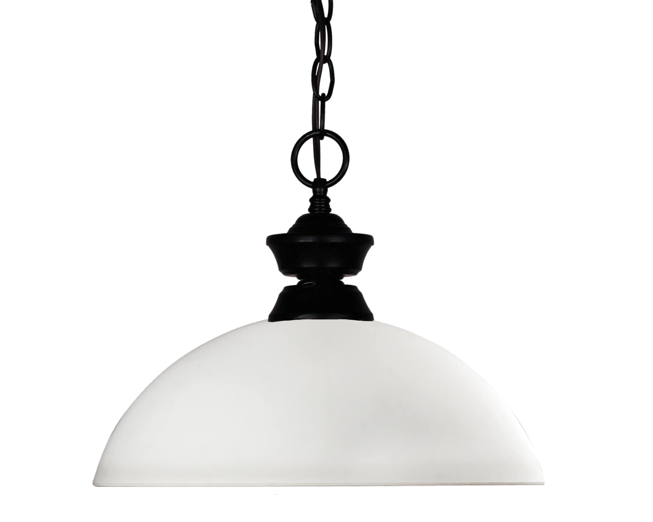Z-Lite 100701MB-DMO14 Shark/Windsor Matte Black Modern/contemporary White glass Dome Medium Hanging Pendant light