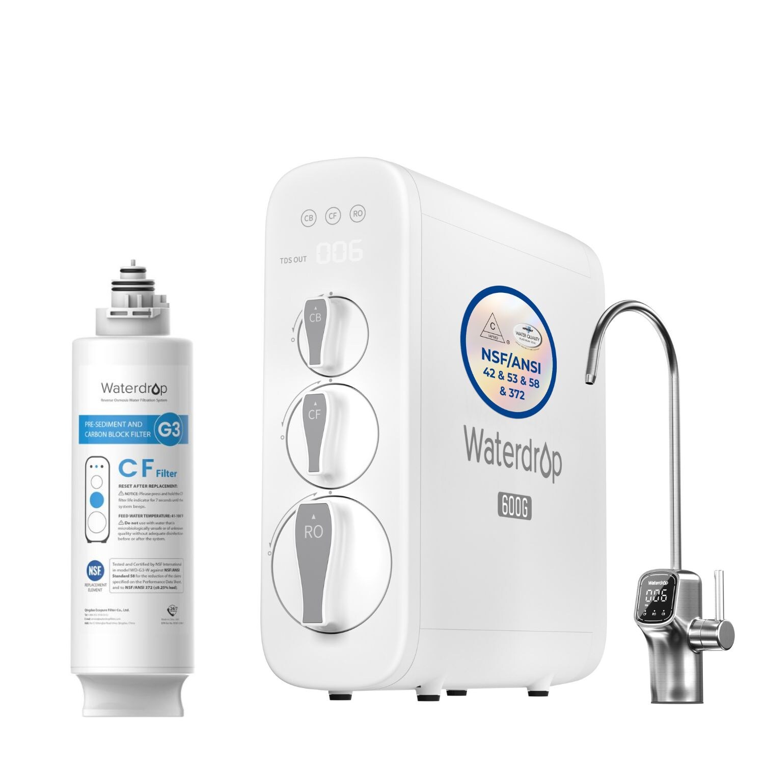 Waterdrop Reverse Osmosis System 9-stage Multi-method Reverse Osmosis Filtration System