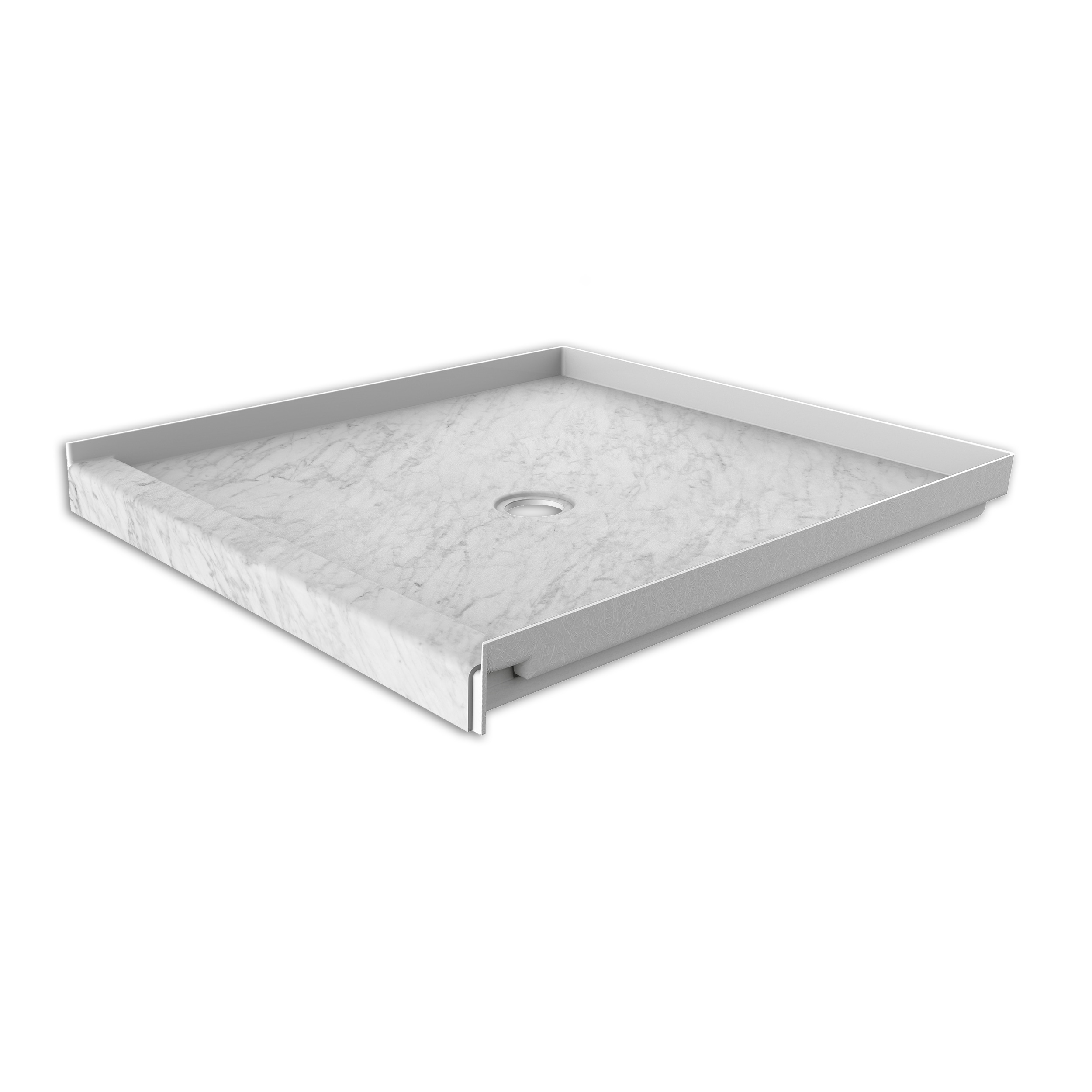 FlexStone FLXSBC3636FR 36-in W x 36-in L Frost Single Threshold Square Shower pan base with 2.625-in H Threshold (Center Drain)