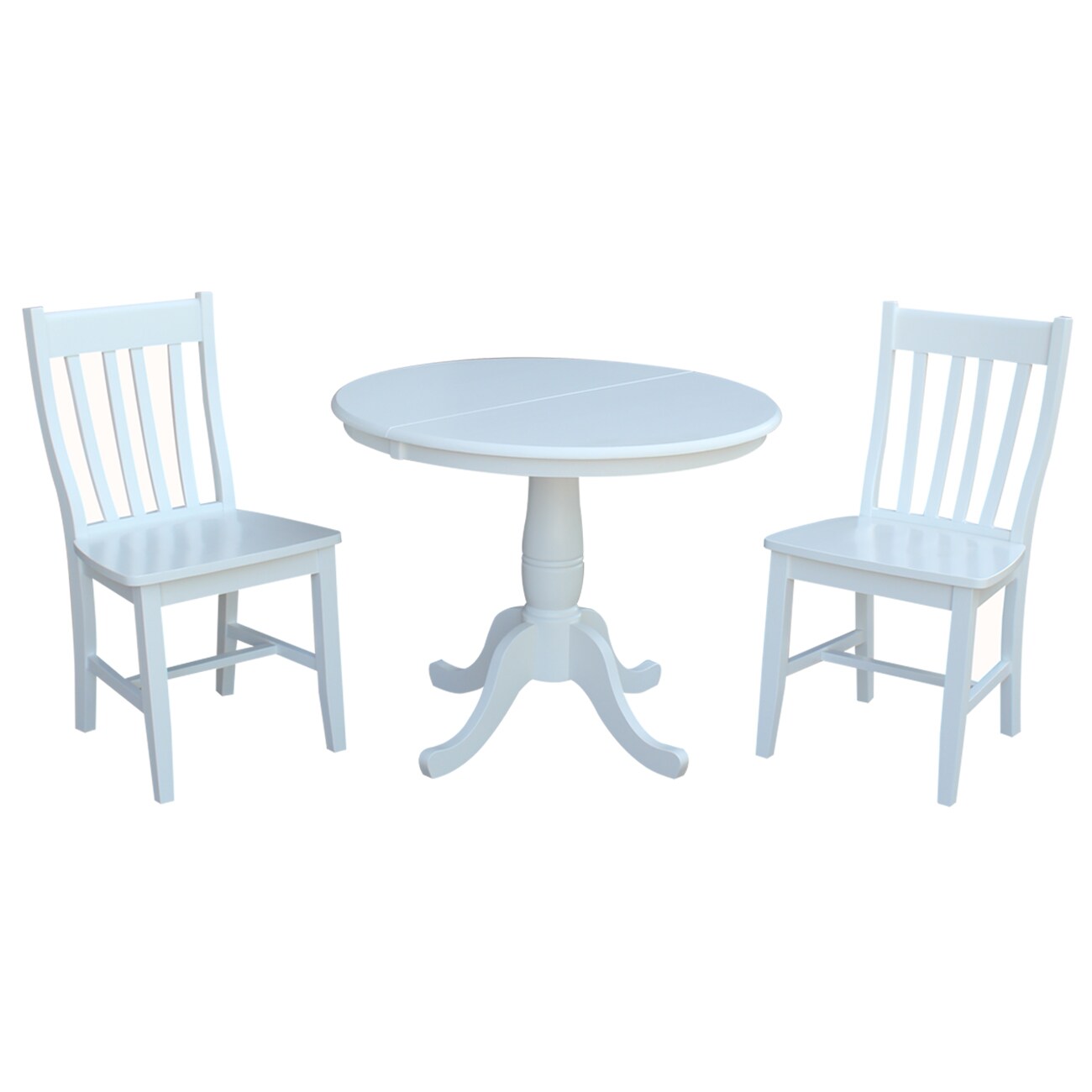 International Concepts K08-36RXT-C61-2 White Traditional Dining Room Set with Round Table ( Seats 2 )