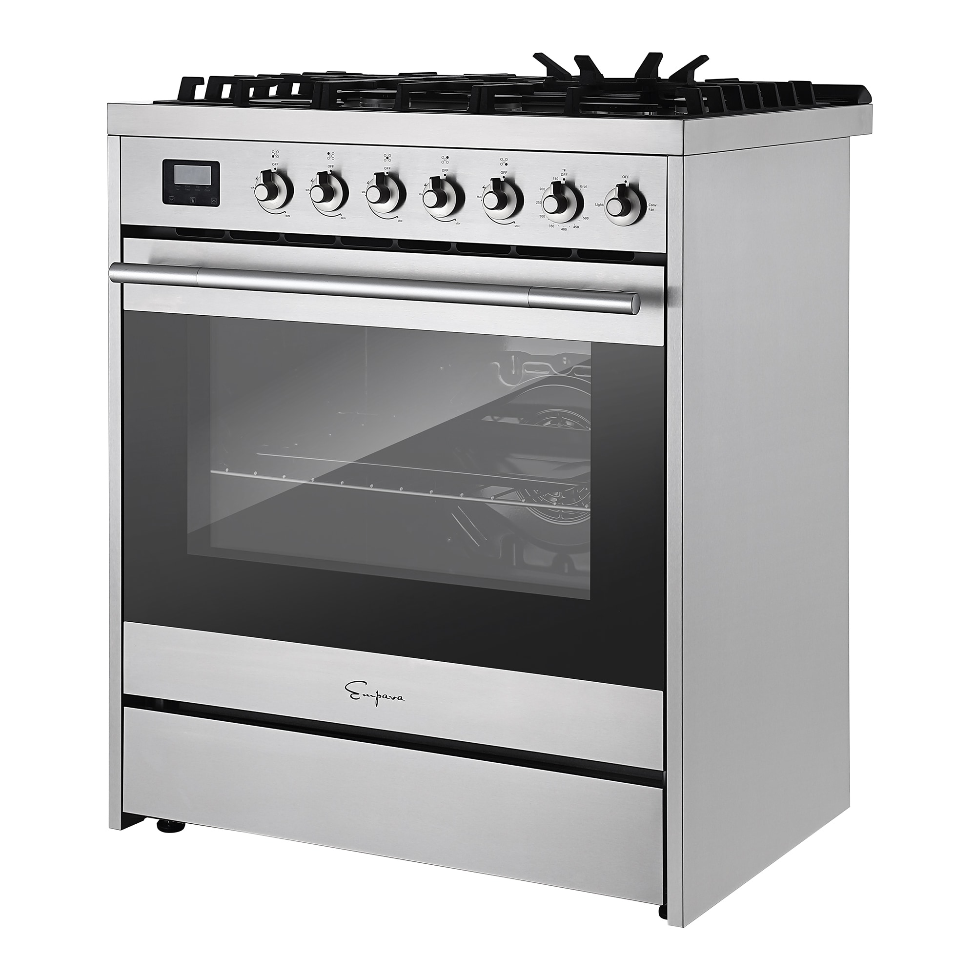  Empava 30 inch Gas Range Stove Freestanding/Slide-in, 4.55 Cu.  Ft. Convection Oven Capacity with Mechanical Knobs Control-Heavy Duty Cast  Iron Grates 5 Sealed Burners,Stainless Steel : Appliances