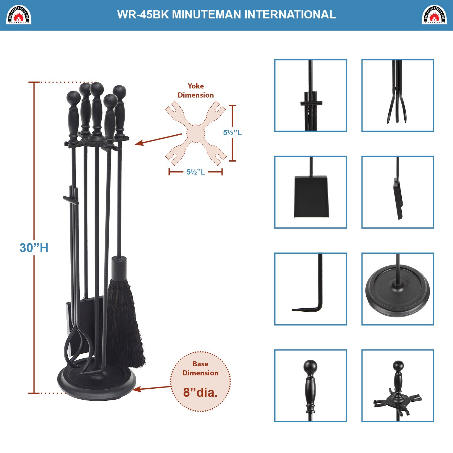 Minuteman International WR-45BK Fireplace-Tools - View #3