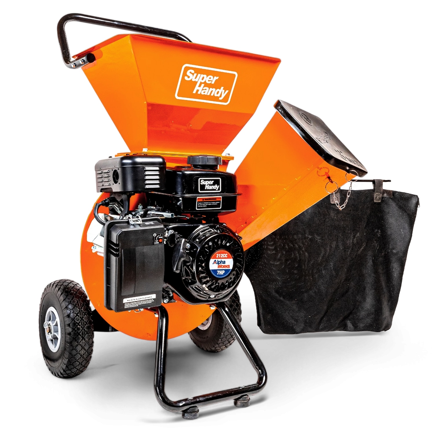SuperHandy GUO019 Manual 7 -HP OEM Gas Wood Chipper, 3-in Maximum Branch Diameter 2-Bushel Bag Included