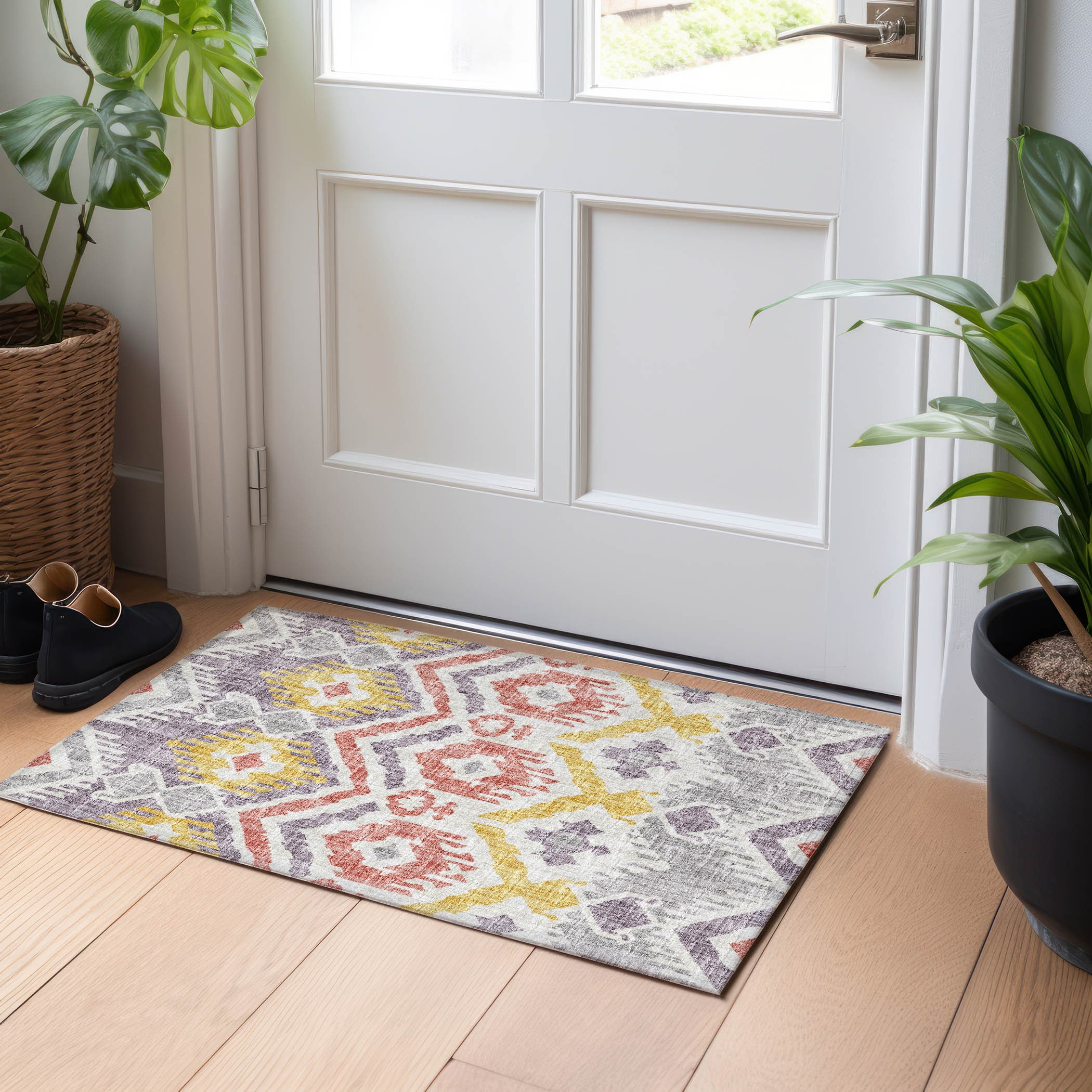 Addison Rugs AMF108PR20X30 Mayfield AMF108PR 2 x 3 (ft) Loomed Polyester Purple Rectangular Indoor Abstract Machine washable Area rug