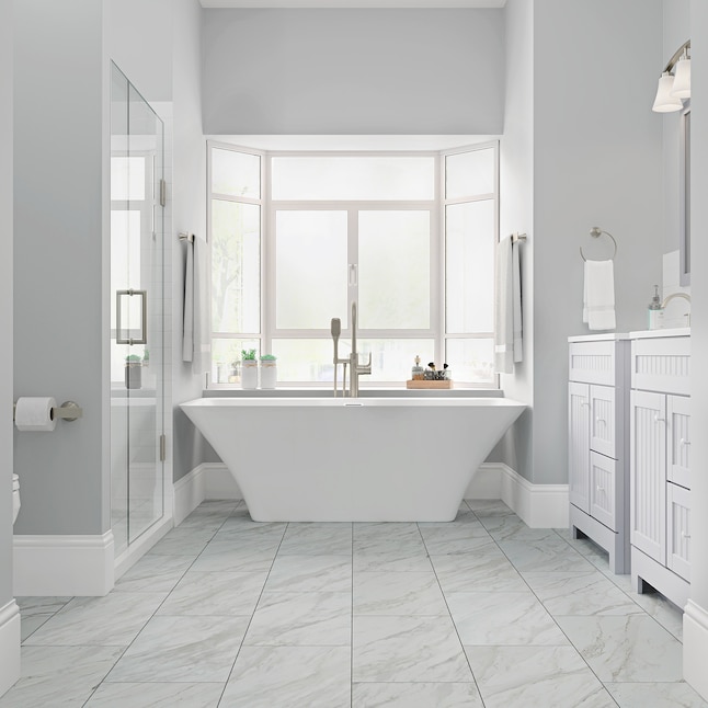Smartcore Pro Gardena Marble 12 In X 24, Interlocking Waterproof Bathroom Floor Tiles