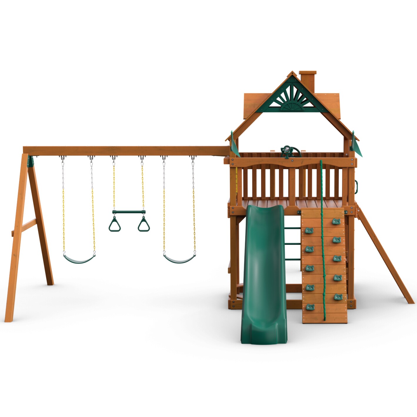 Gorilla Playsets Navigator Residential Wood Playset with Slide in the Wood Playsets & Swing Sets