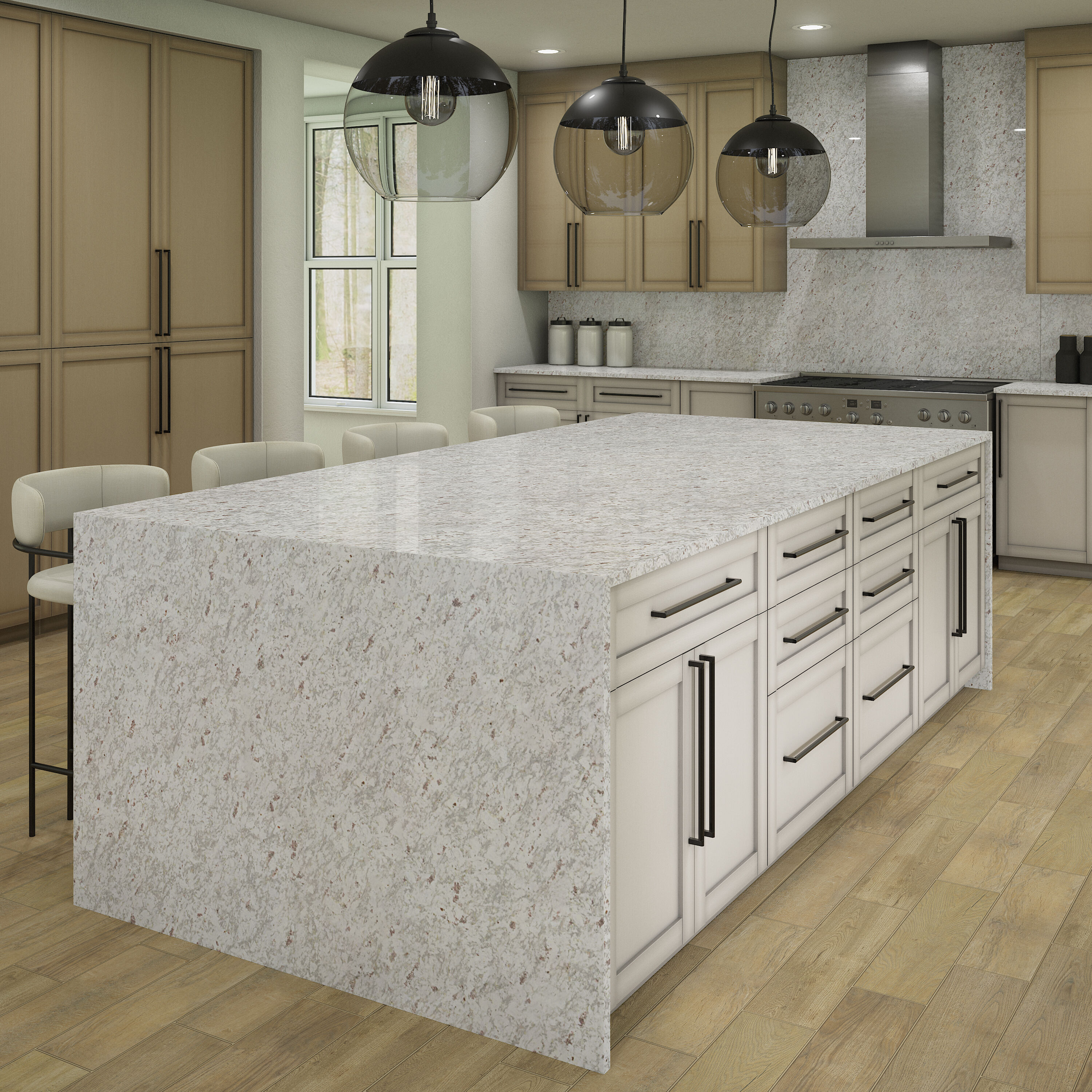 allen + roth Moon White Granite Off-white Kitchen Countertop SAMPLE (3 ...