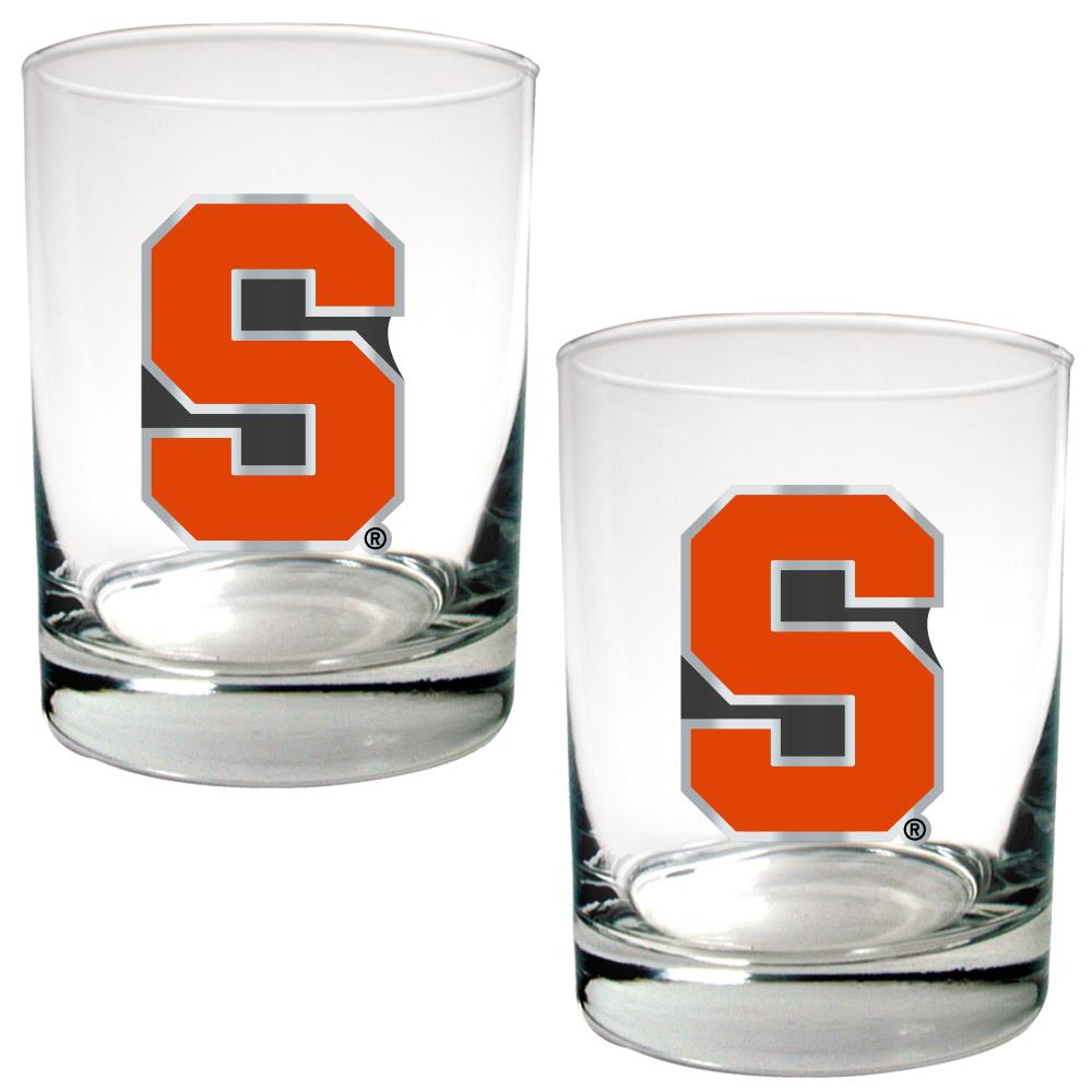 GREAT AMERICAN GDRGDR2317-4 Syracuse Orange 15-fl oz Glass Multi Colored Rocks Set of: 2