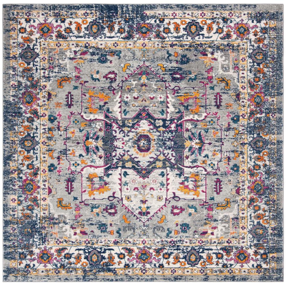 Safavieh EVK275G-7SQ Evoke Livia 7 x 7 (ft) Loomed Synthetic Gray/Navy Square Indoor Distressed/Overdyed Vintage Area rug