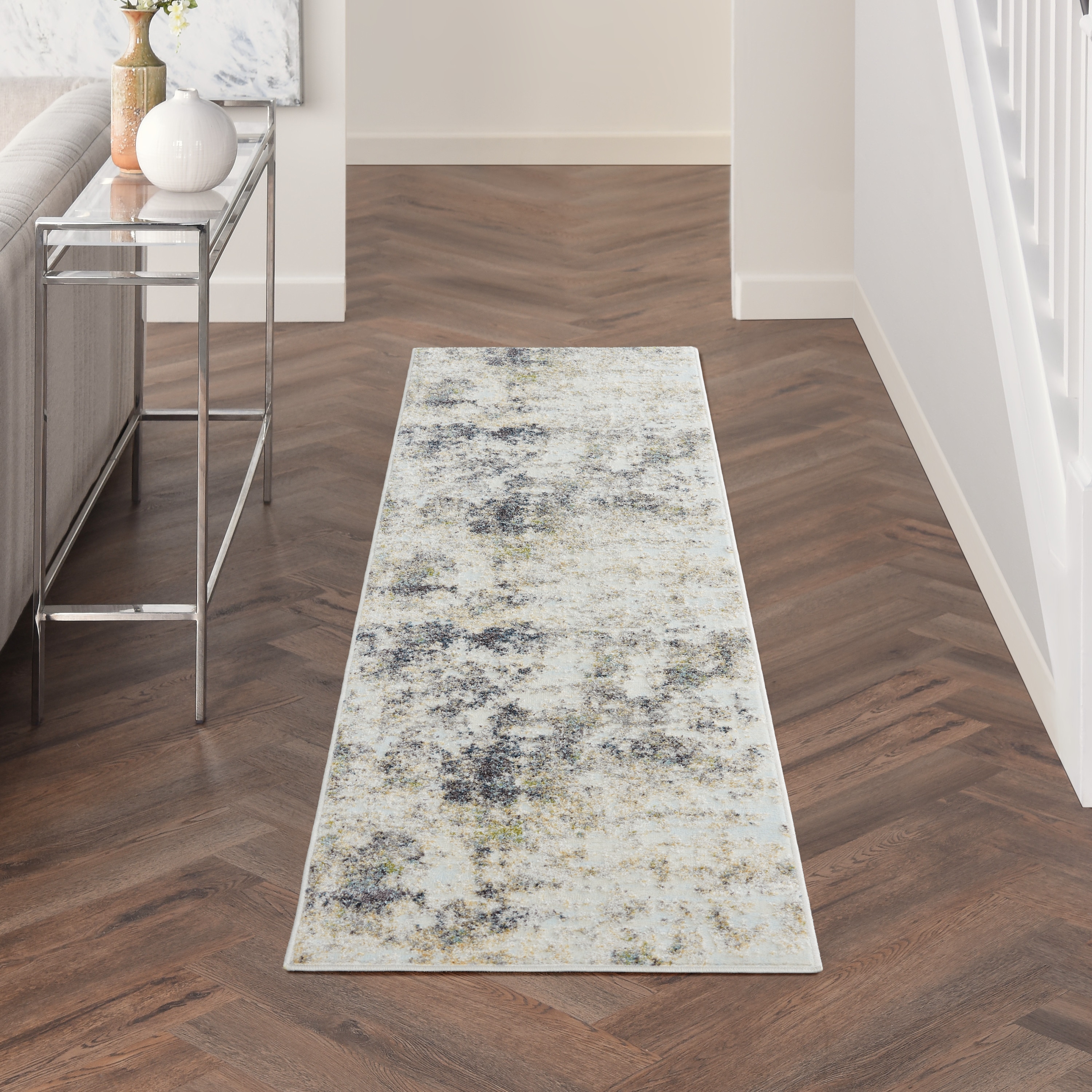 Nourison 99446792914 Trance 2 x 7 (ft) Loomed Polypropylene Ivory/multi Rectangular Indoor Area rug