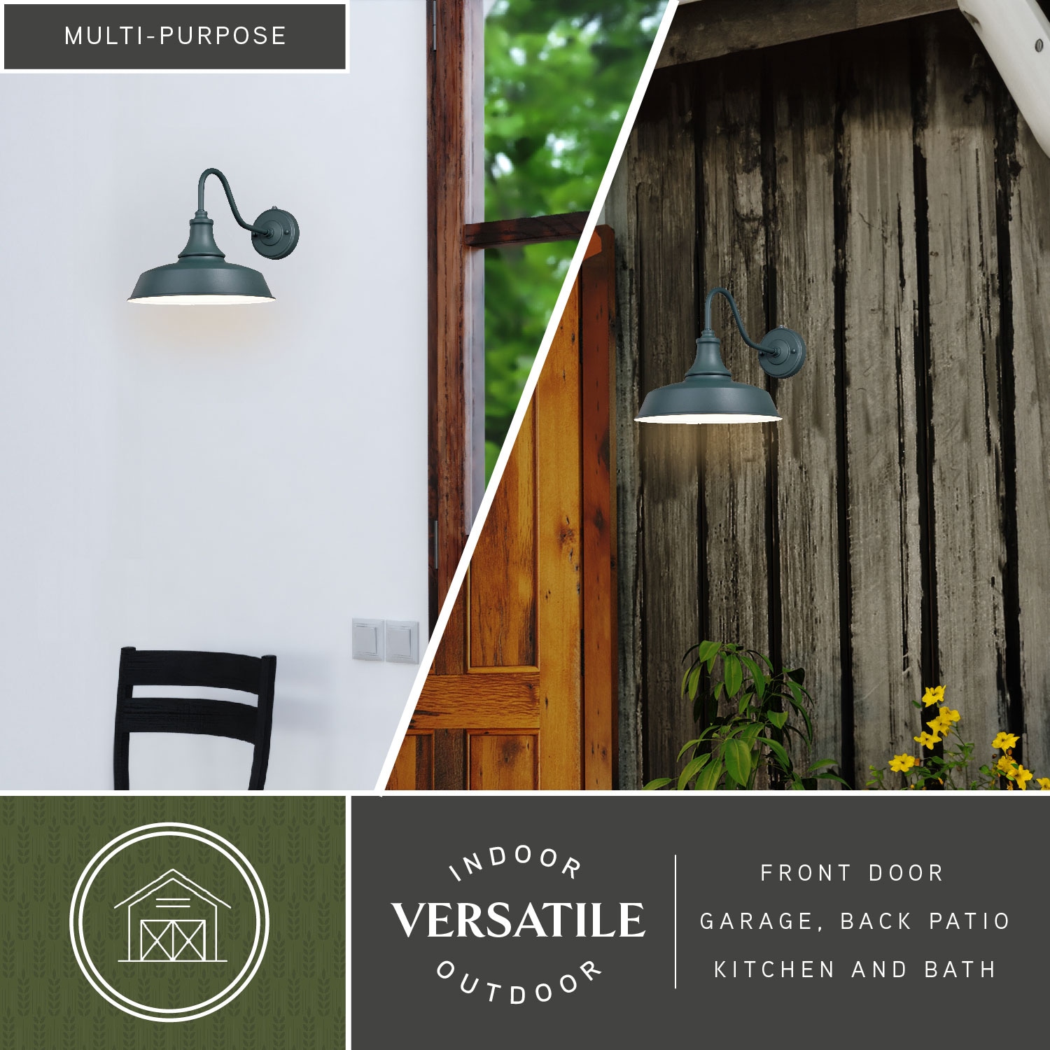 Dorado Hunter Green and White Steel Outdoor Barn Light