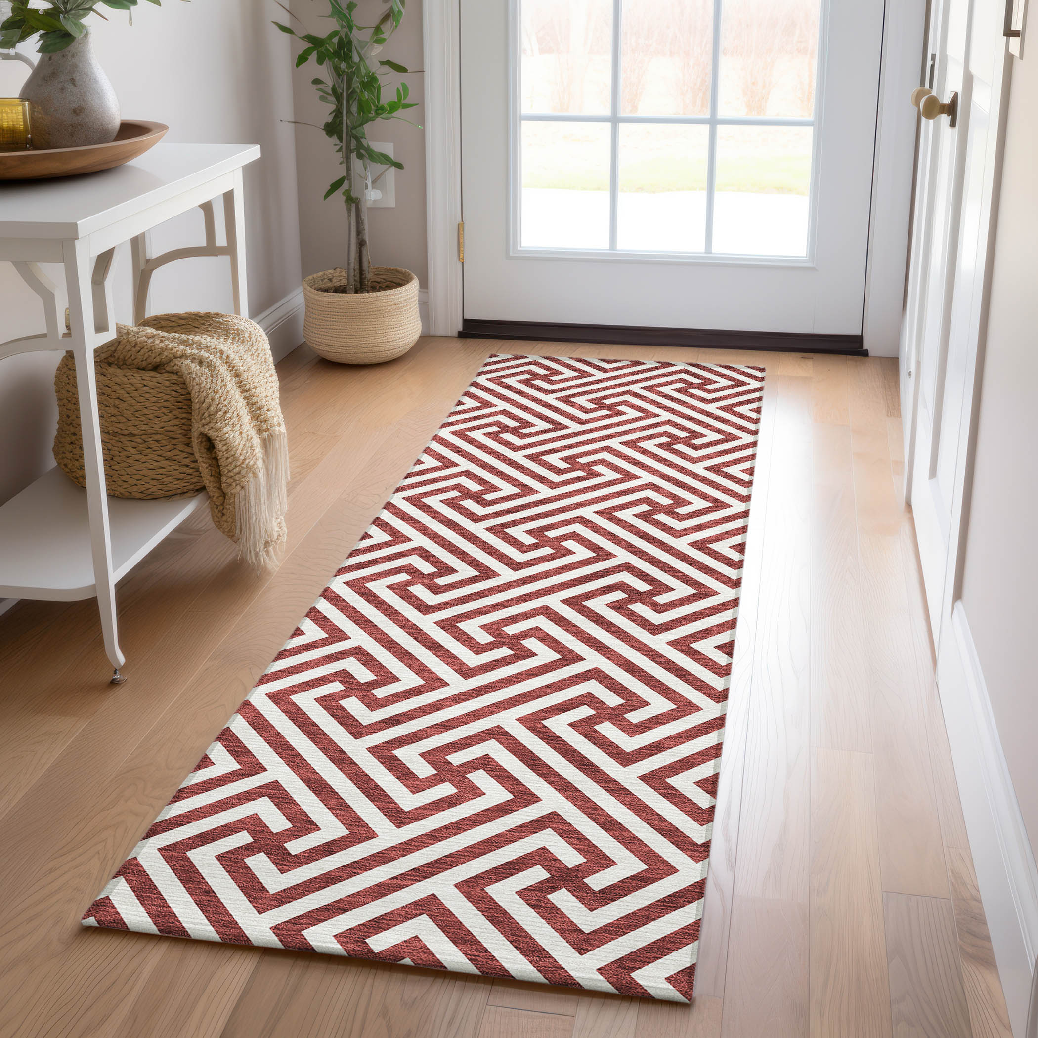 Addison Rugs ACN731MM2X8 Chantille ACN731MM 2 x 7 (ft) Polyester Merlot Rectangular Indoor/Outdoor Geometric Machine washable Area rug
