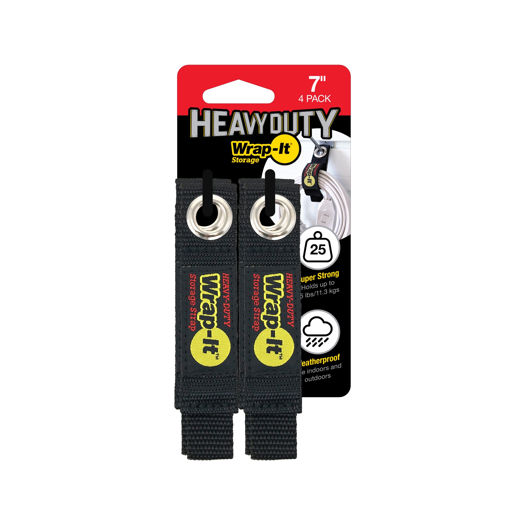12 x 1 1/2 Inch Heavy Duty Black Cinch Strap with Eyelet - 5 Pack