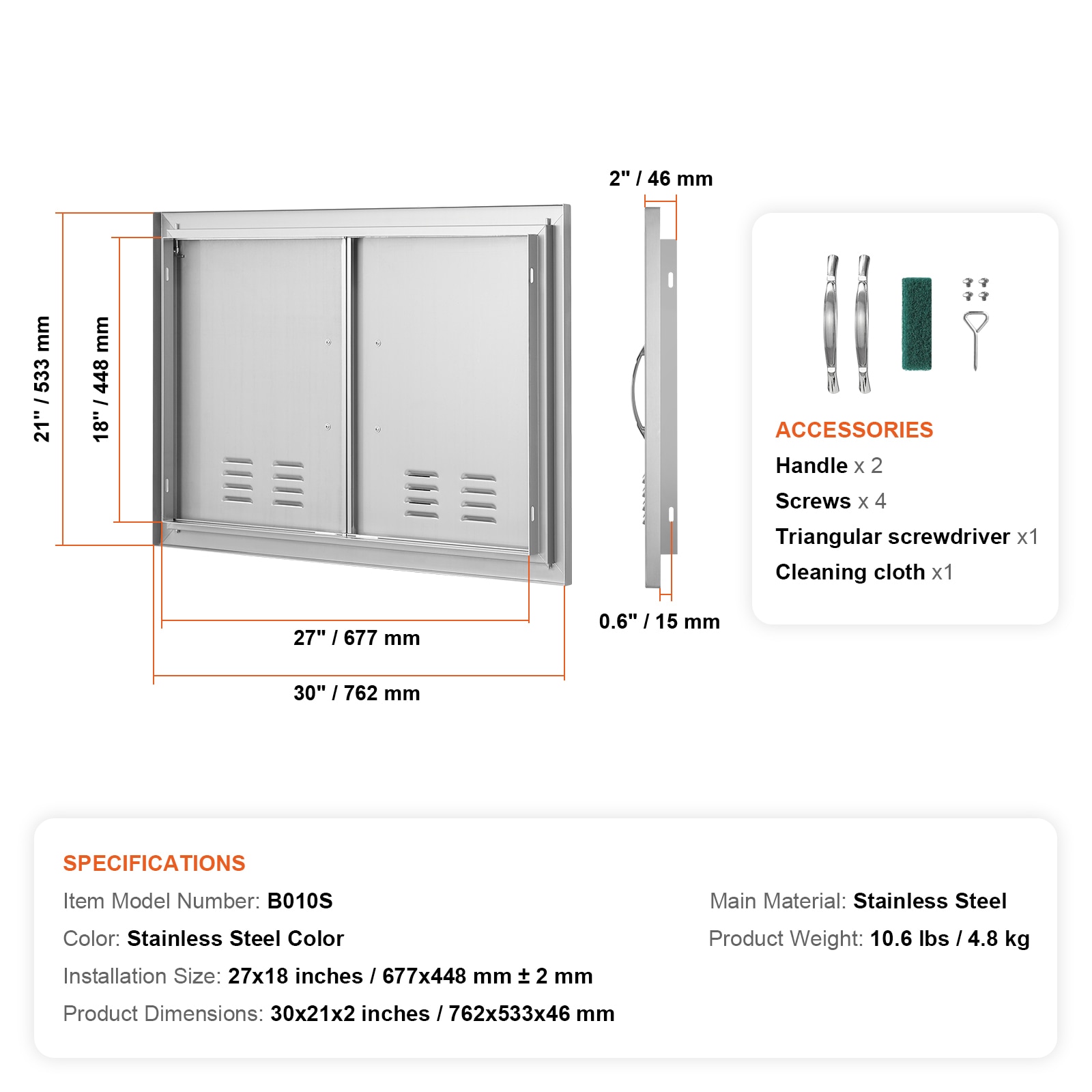 VEVOR SMMBSCJMYS30NPMWOV0 Builtin-Grill-Cabinet-Parts - View #10