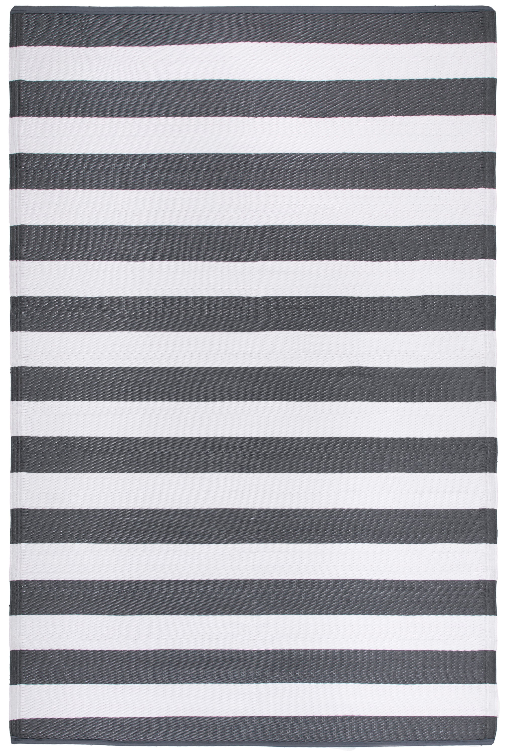 FH Home 657814893313 5 x 8 (ft) Flatweave Polypropylene Brittany Stripe - Gray Rectangular Indoor/Outdoor Stripe Mid-Century Modern Area rug