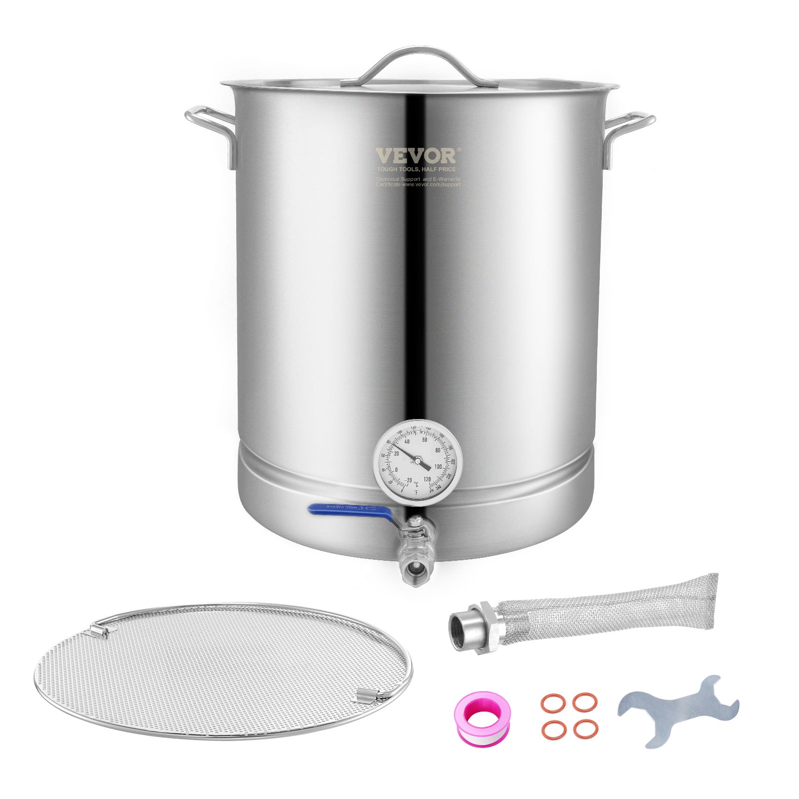 VEVOR XTXTYLP10110VNVD9V1 16 Gallons Home Brew Kettle Set Stainless Steel Plug-in Beer brewing system