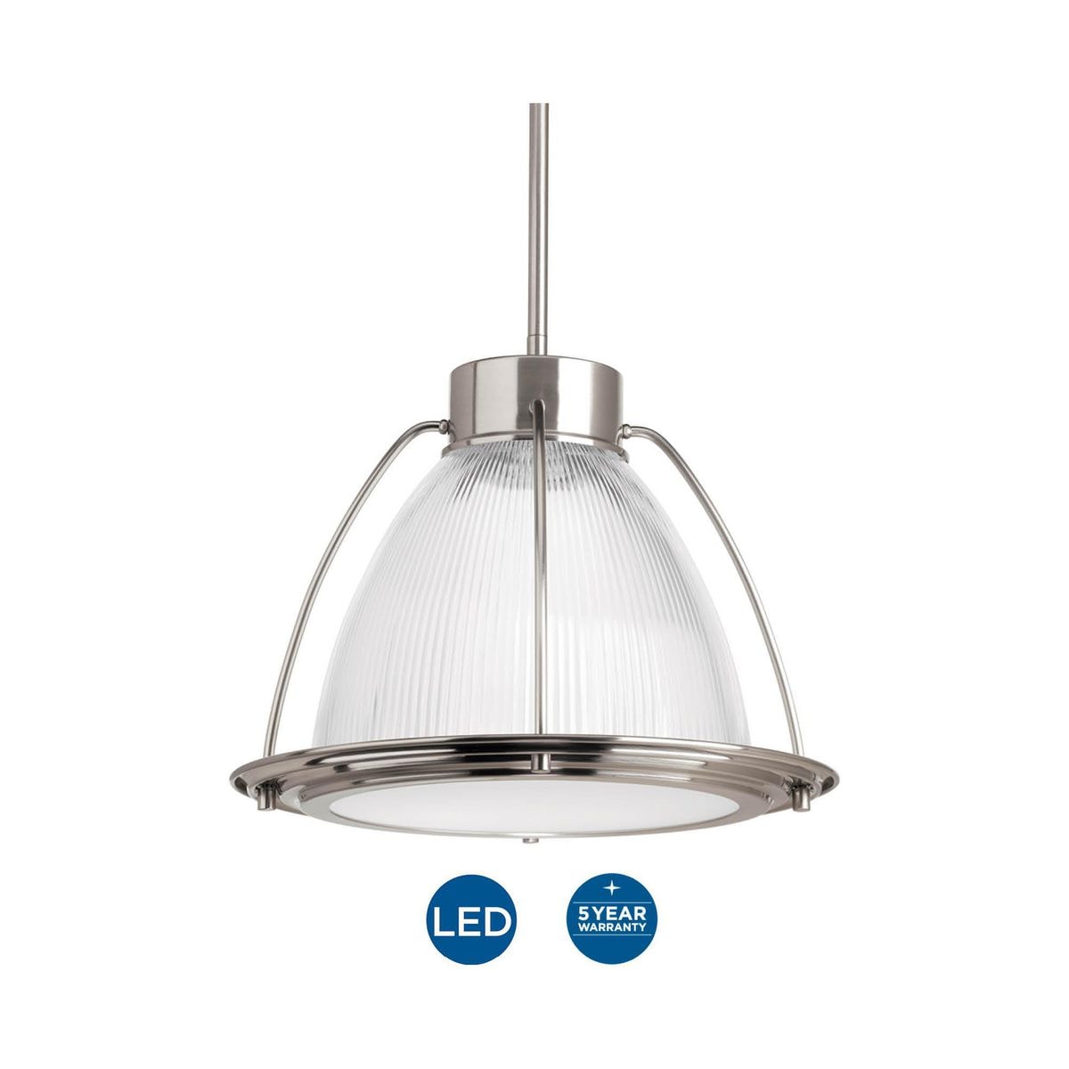 Brushed Nickel Prismatic Glass LED Pendant Light