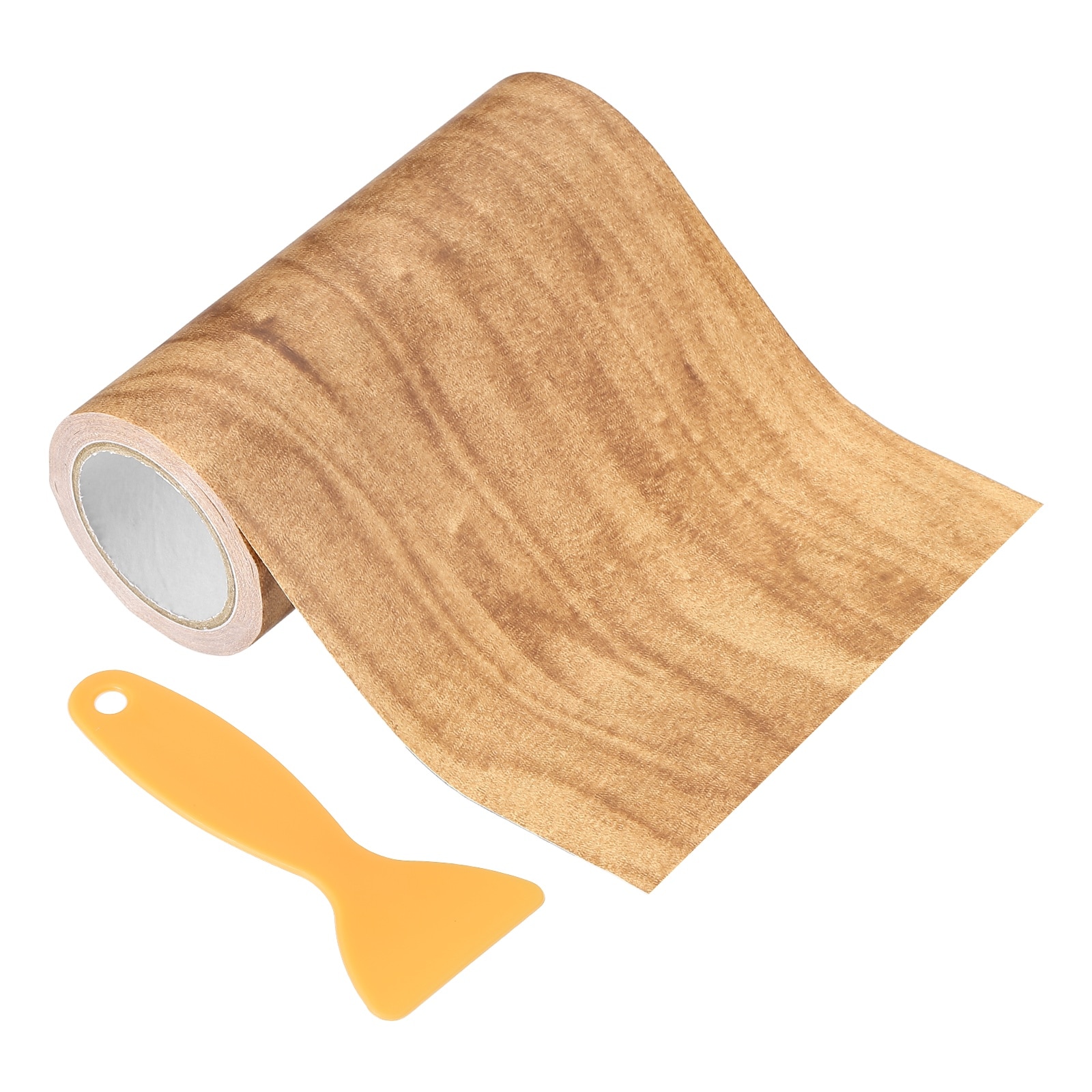 PATIKIL 5InchX30' Self-Adhesive Wood Grain Repair Tape with Scraper Maple Chestnut