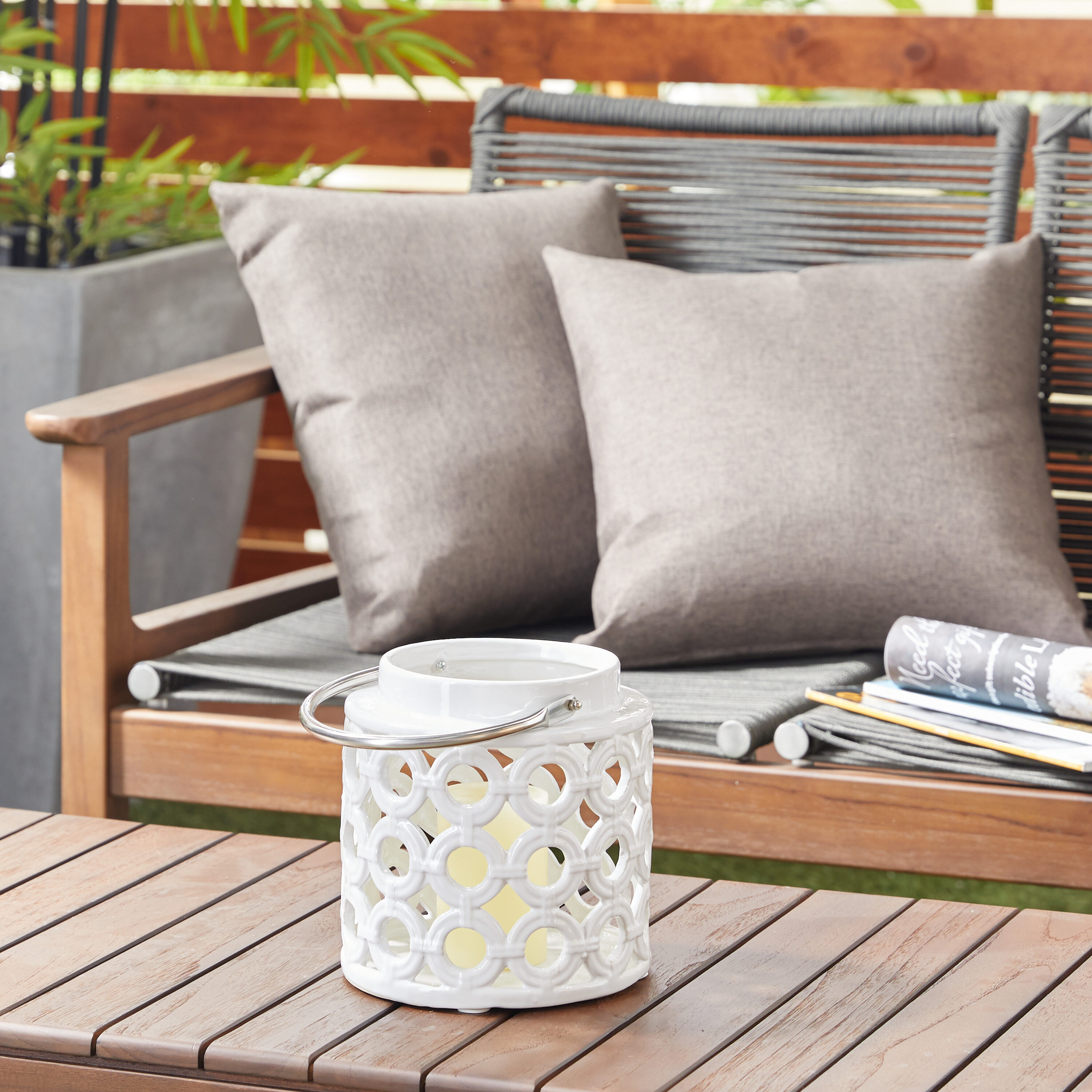 Grayson Lane 98338 1 Candle Ceramic Lantern Candle Holder