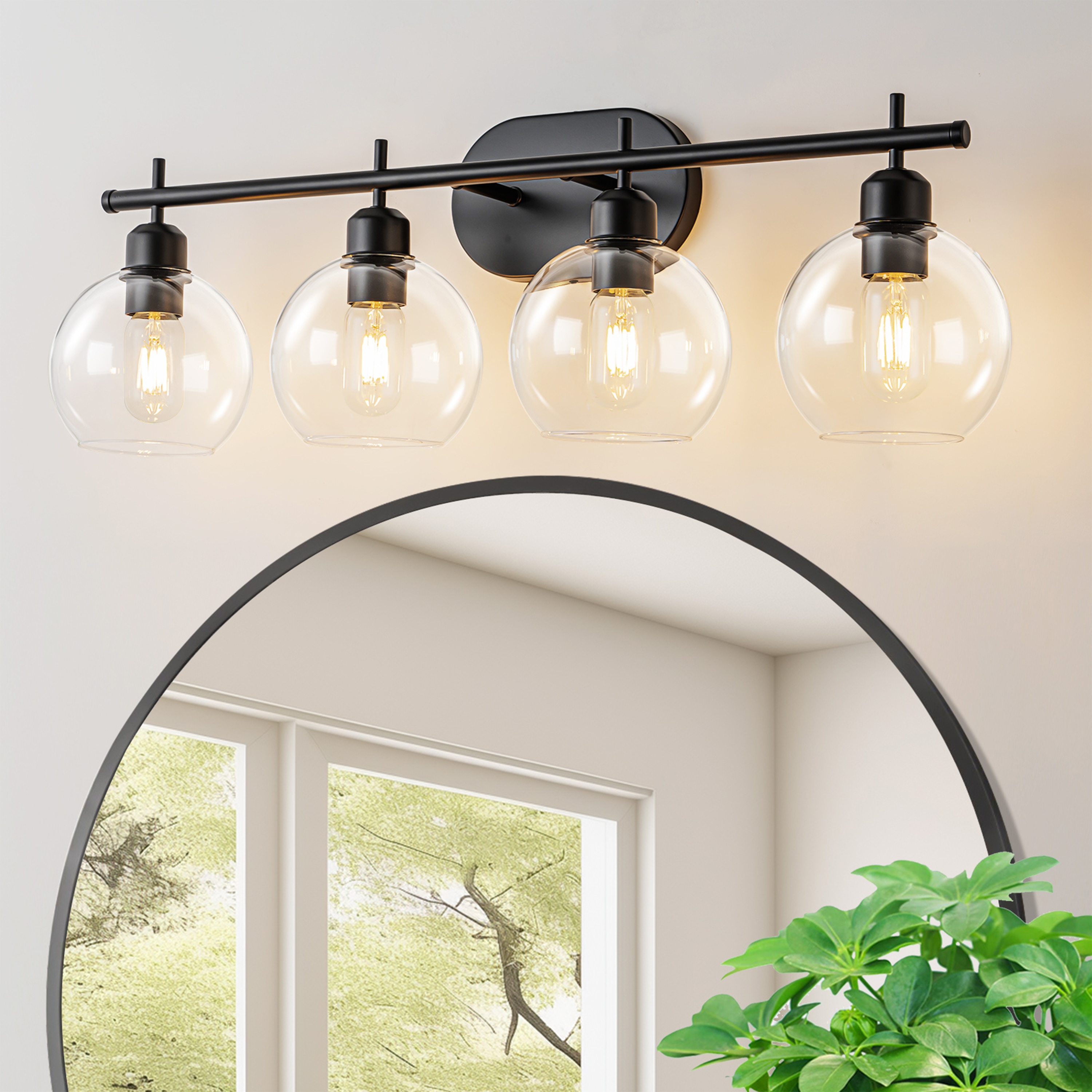 GoYeel ZW044BK04 29.53-in 4 -Light Matte Black Industrial Vanity light