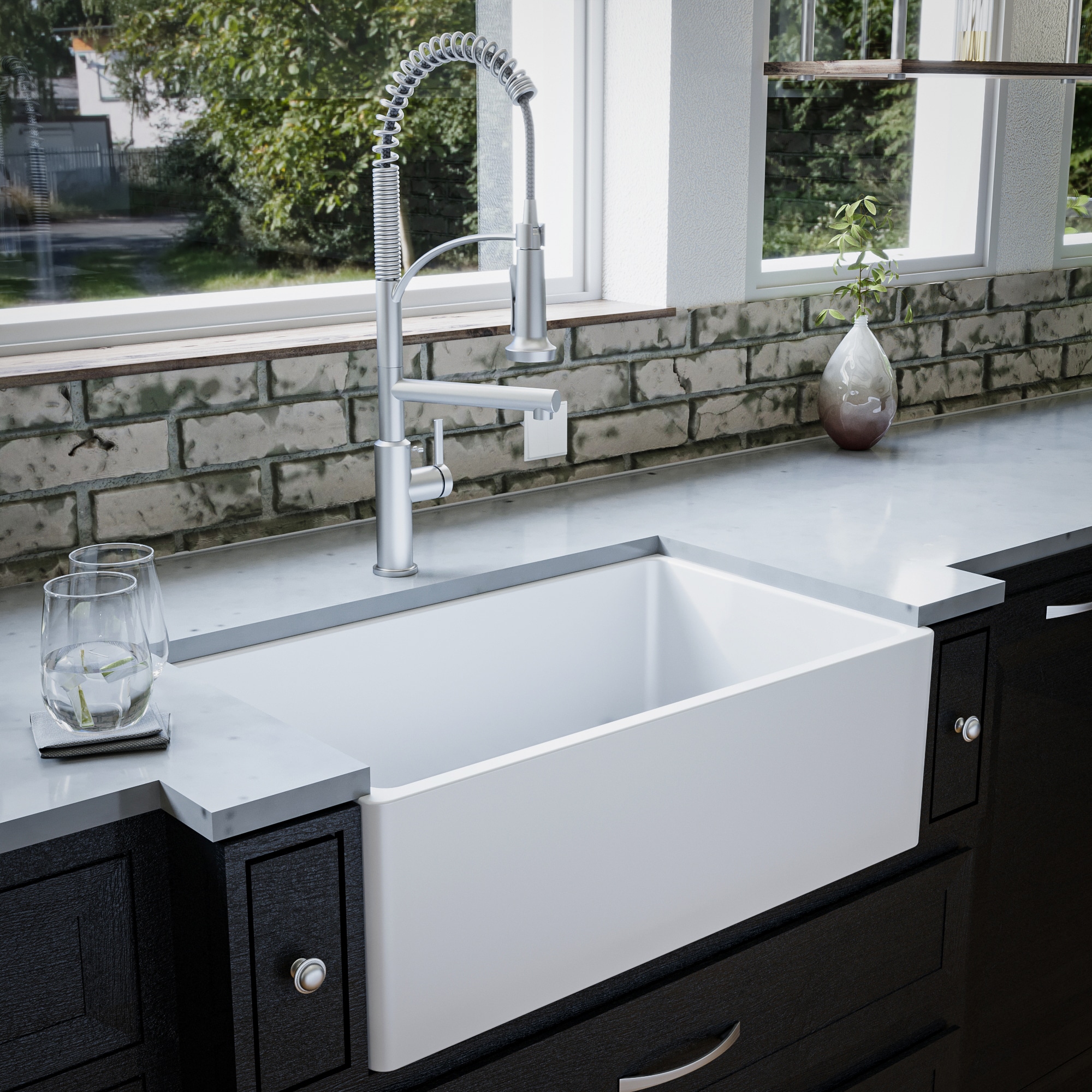 White 30" Single Bowl Fireclay Farmhouse Kitchen Sink