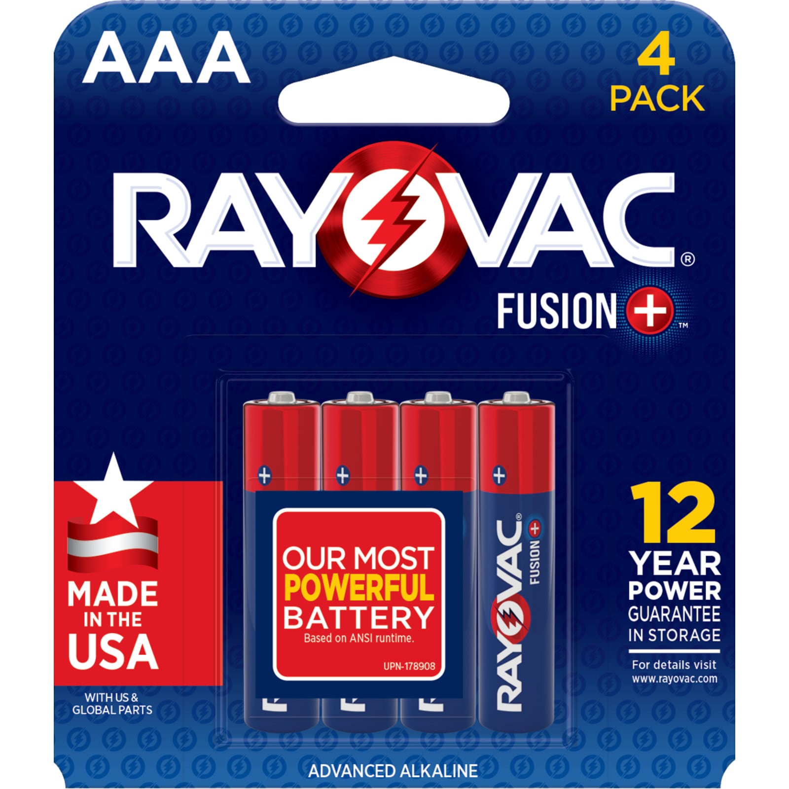 Rayovac 824-4TFUSJ Fusion Alkaline AAA Batteries ( 4 -Pack)