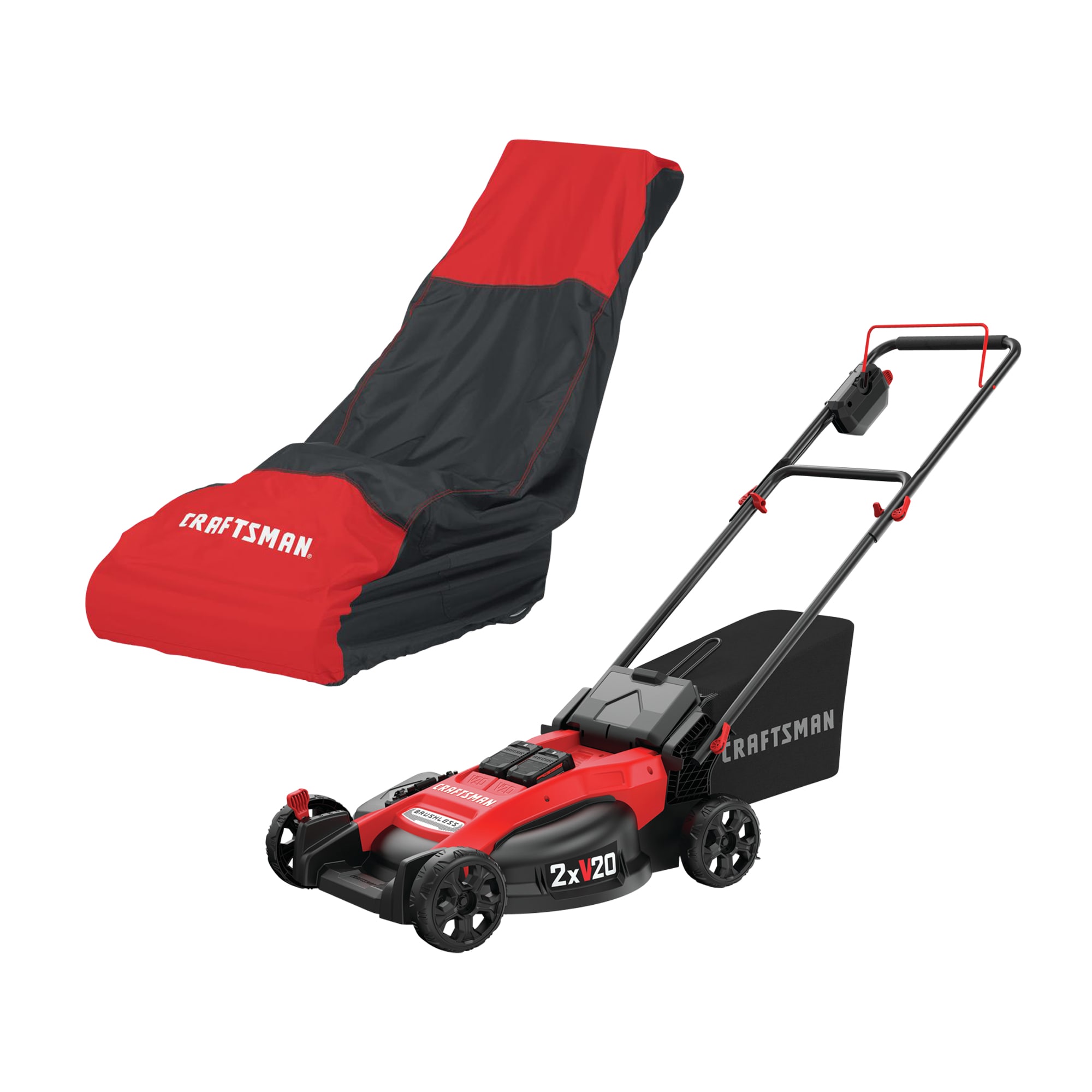 Shop CRAFTSMAN V20 20-Volt Max Brushless 20-in Push Cordless Electric Lawn  Mower 5 Ah (2 Batteries and Charger Included) & Lawn Mower Cover at