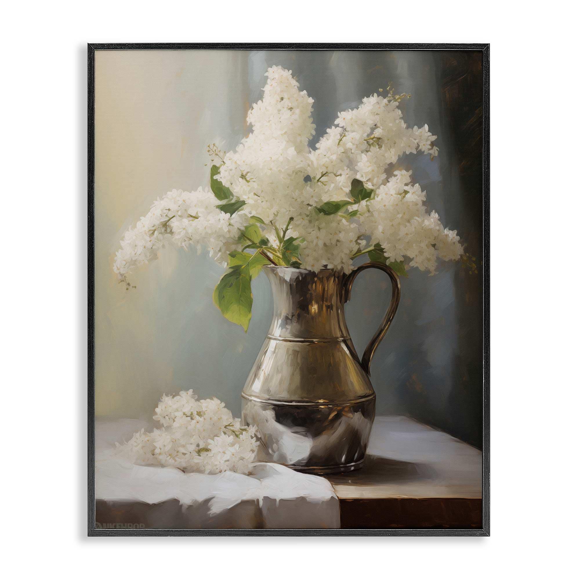 Stupell Industries BT-851-FR-16X20 White Lilacs Still Life Black Framed Giclee Art By Arlington Prints 16 x 20