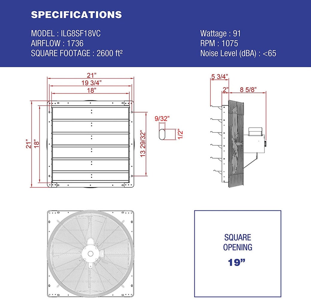 iLIVING ILG8SF18VC Wall-Mounted-Fans - View #2