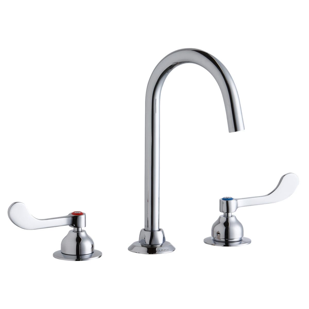 Elkay 8-Inch Centerset with Concealed Deck Laminar Flow Faucet with 5-Inch Gooseneck Spout 4-Inch Wristblade Handles Chrome