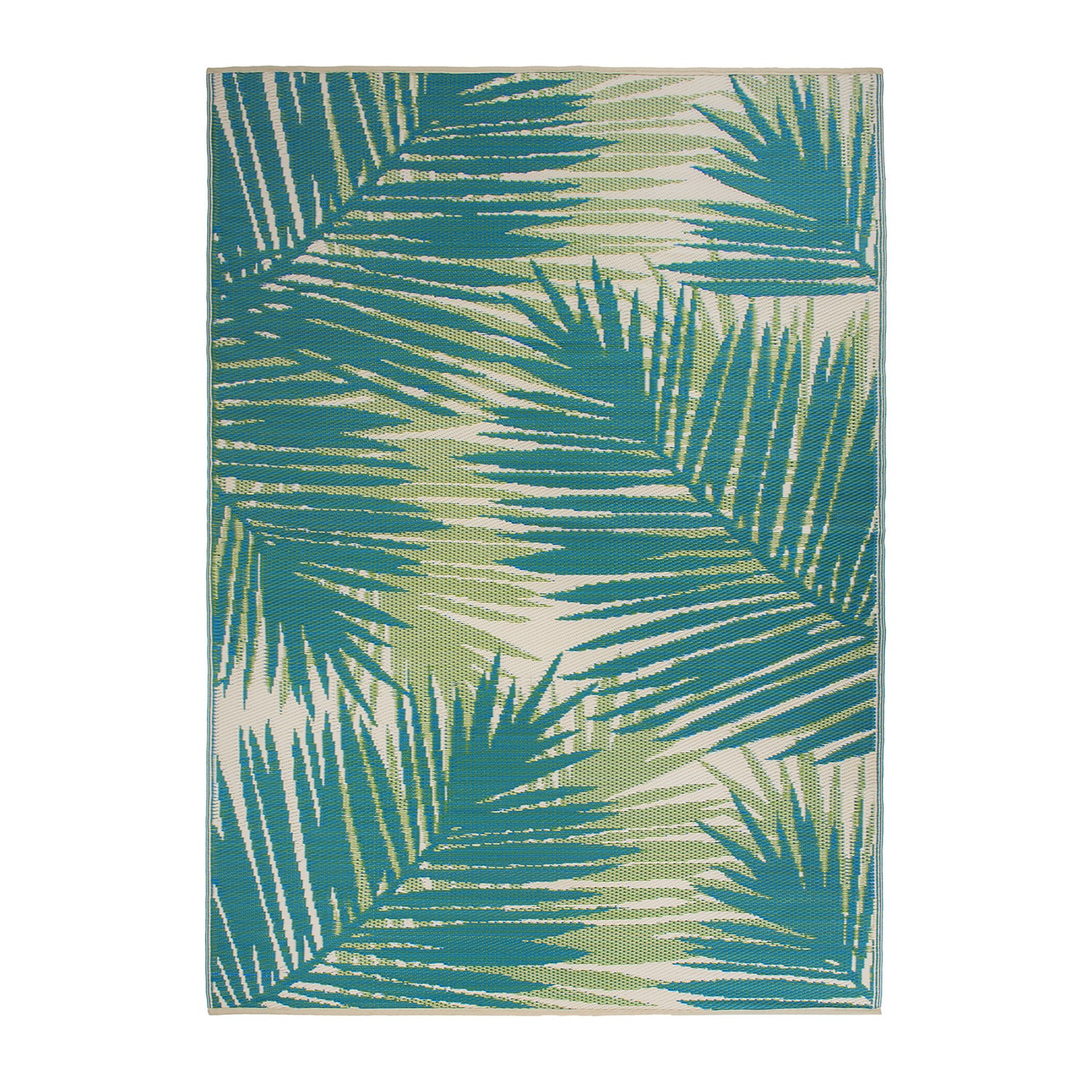 Green Tropical Floral Reversible Synthetic Indoor/Outdoor Rug 5' x 7'
