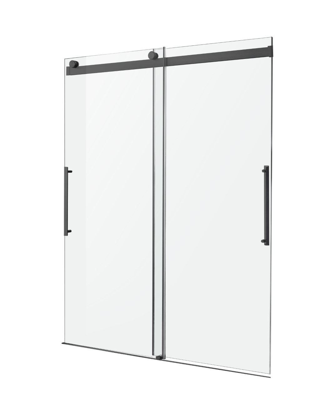 Ivanees Single Sliding Frameless Shower Door 8mm Clear Tempered Glass - Barn Door Style, 48 x 76 inch / Black