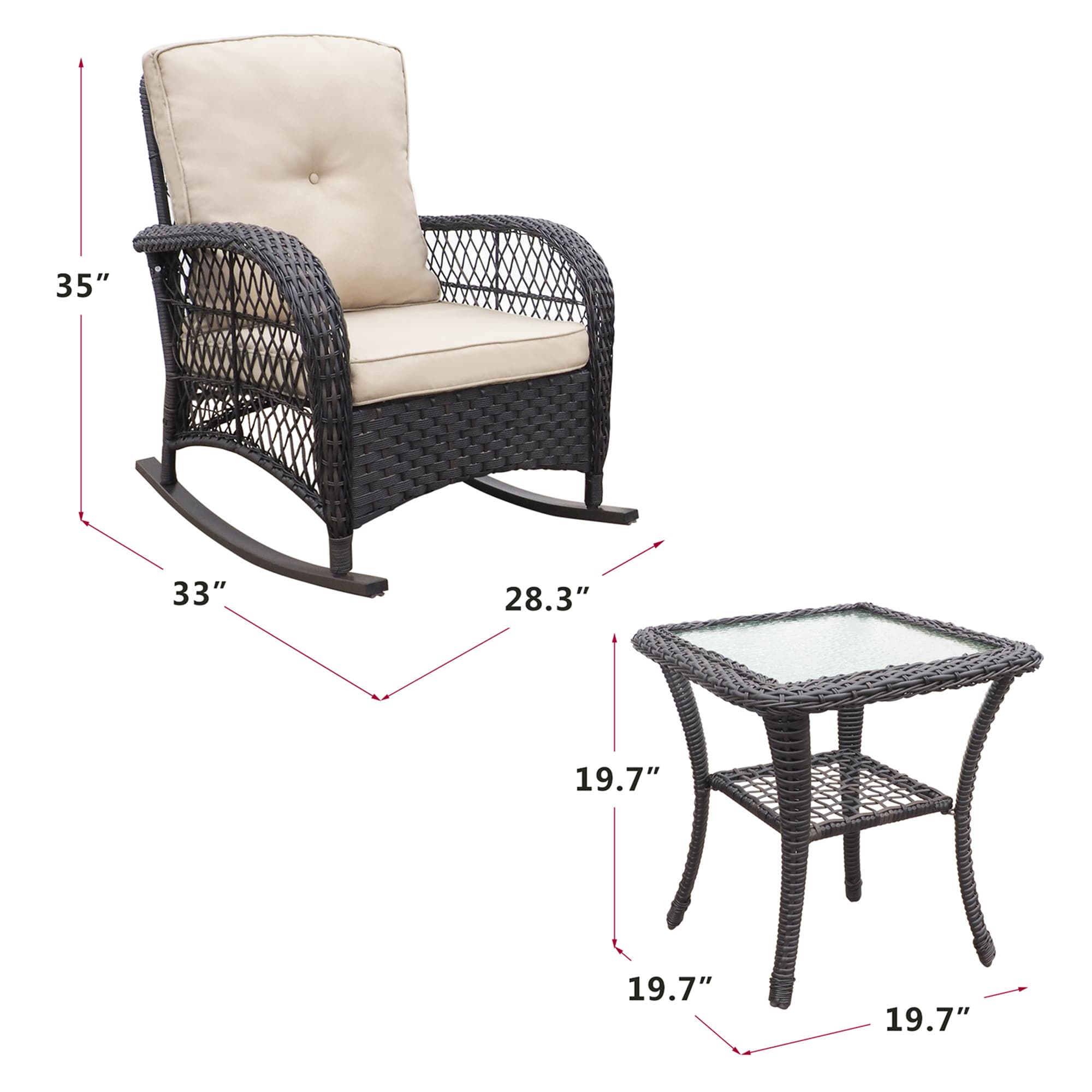 SINOFURN SYA010328GY Patio-Conversation-Sets - View #3