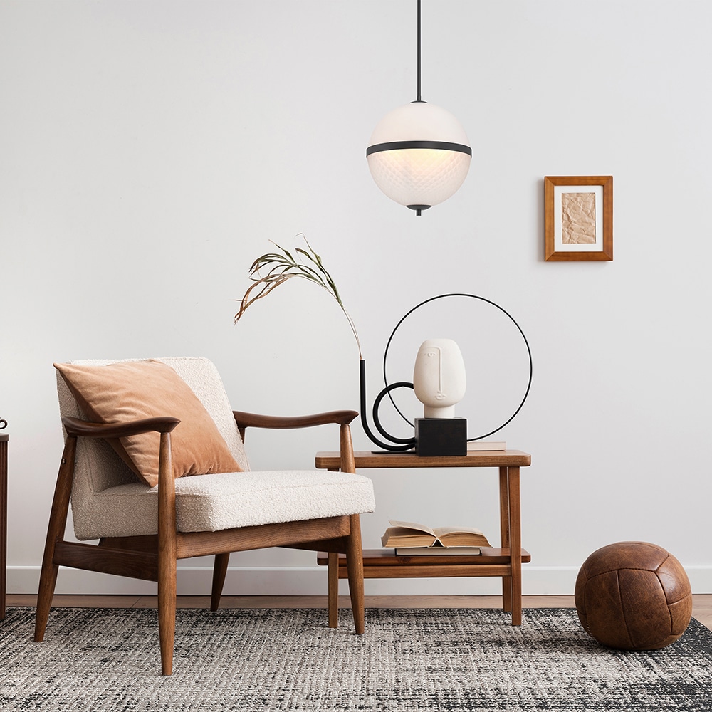 Dia Matte Black and Brass Glass Pendant Light