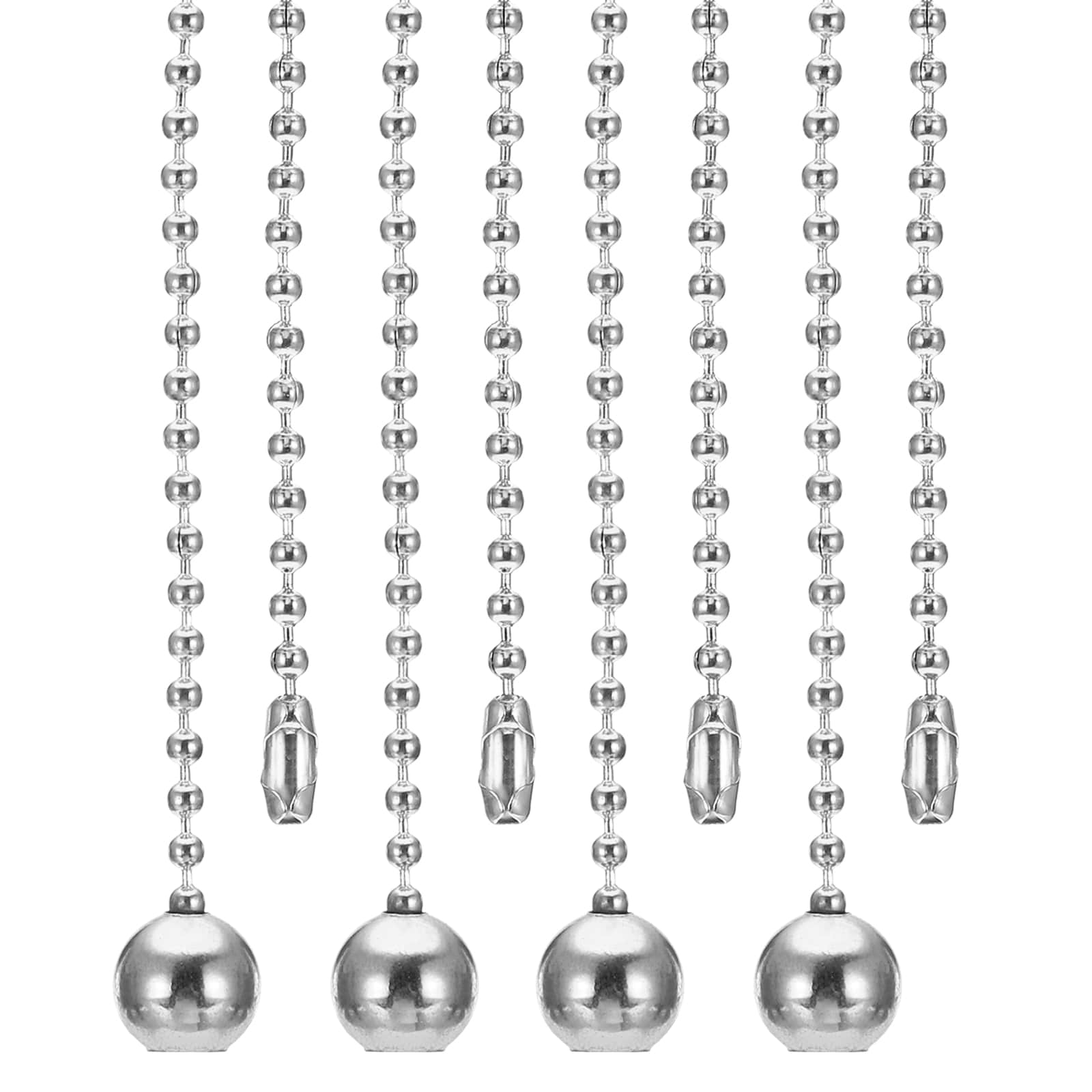 PATIKIL 1M 3.3ft Ceiling Fan Pull Chain 4pcs Beaded Pulls Cord Extender Ball Pendant for Fan Light Chandelier Table Lamp Pulling Switch Silver Tone
