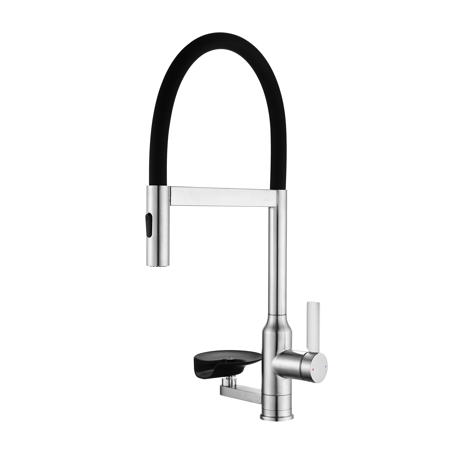 JUSHUA Brushed Nickel Kitchen Faucet with Magnetic Pull Out Sprayer 360 Degree Swivel Single Handle High Arc Kitchen Sink Faucet with Glass Rinser